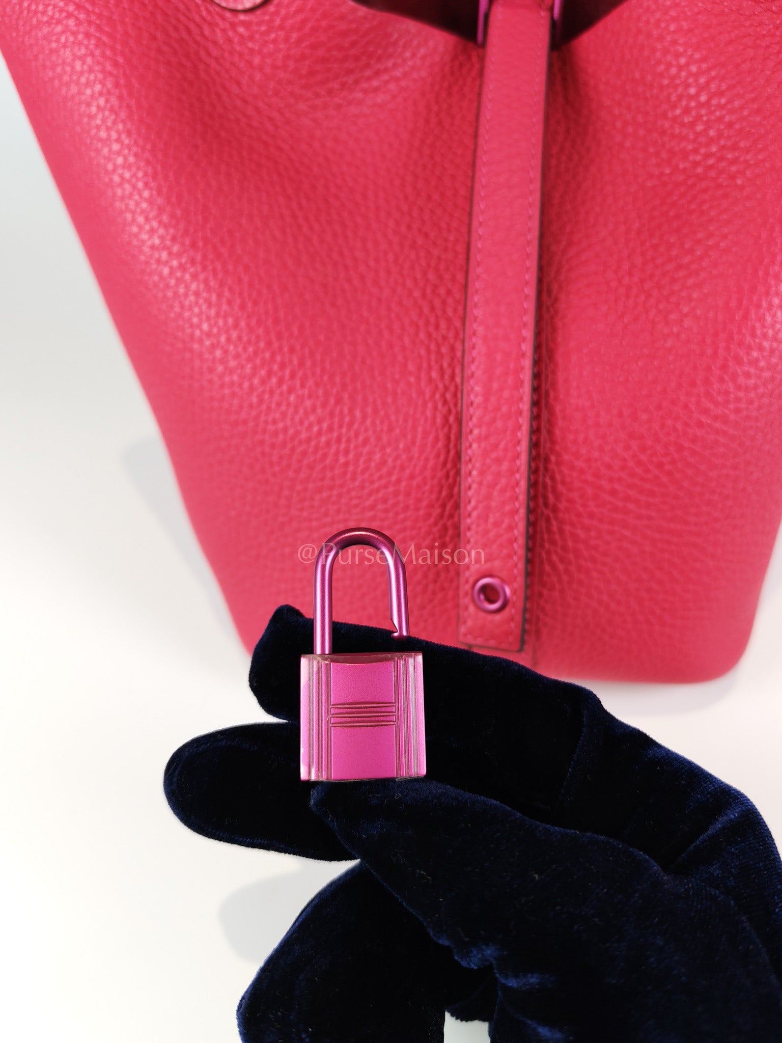 Picotin 18 in Rose Mexico Clemence Leather Monochrome Hardware (Stamp U) | Purse Maison Luxury Bags Shop