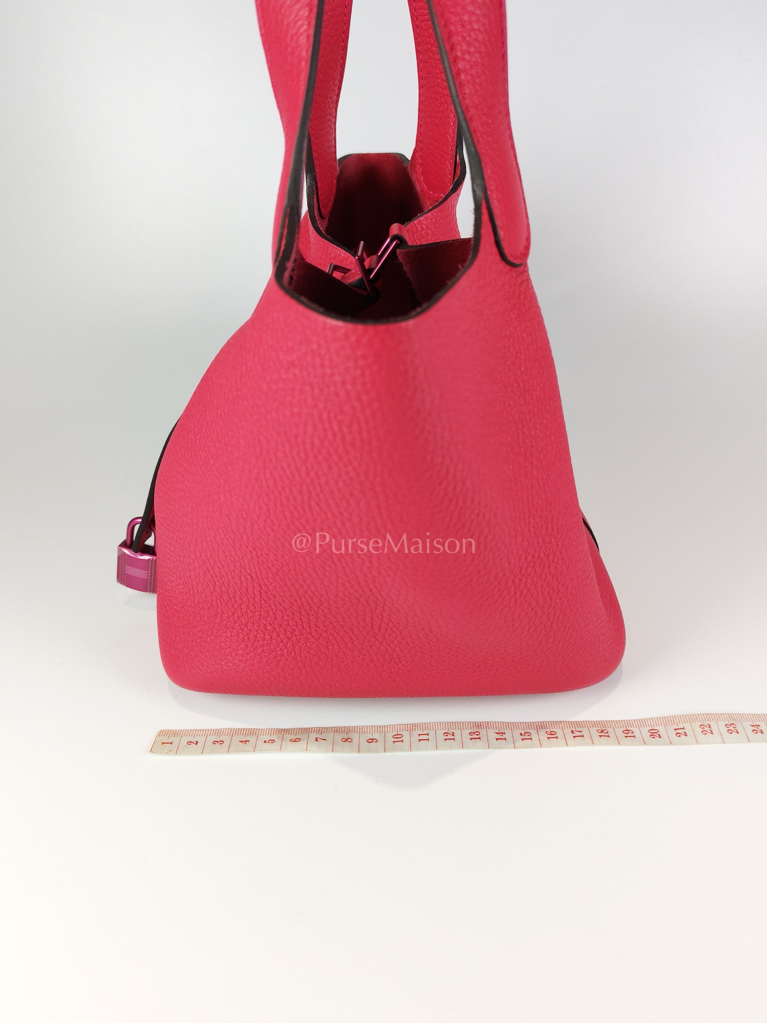 Picotin 18 in Rose Mexico Clemence Leather Monochrome Hardware (Stamp U) | Purse Maison Luxury Bags Shop