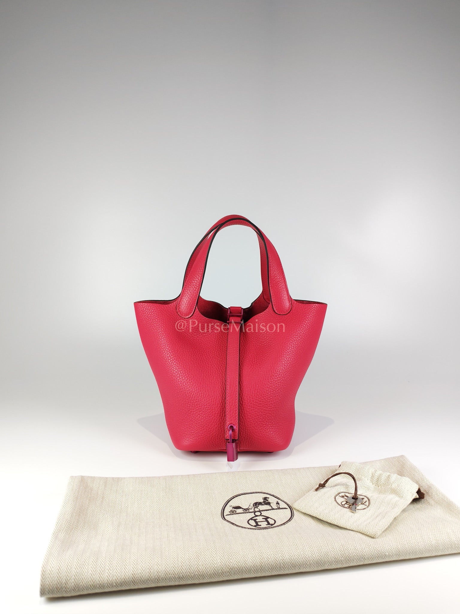 Picotin 18 in Rose Mexico Clemence Leather Monochrome Hardware (Stamp U) | Purse Maison Luxury Bags Shop