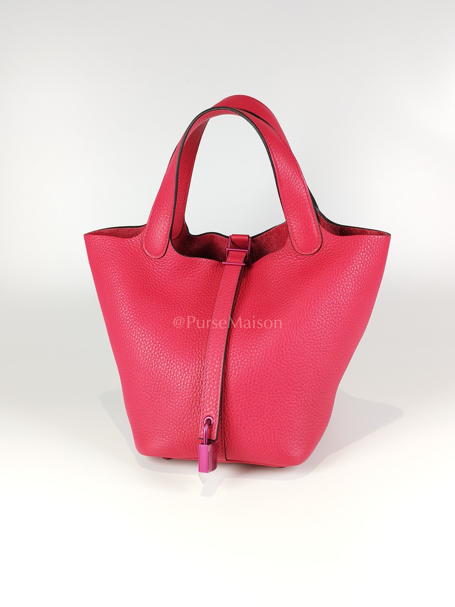 Picotin 18 in Rose Mexico Clemence Leather Monochrome Hardware (Stamp U) | Purse Maison Luxury Bags Shop