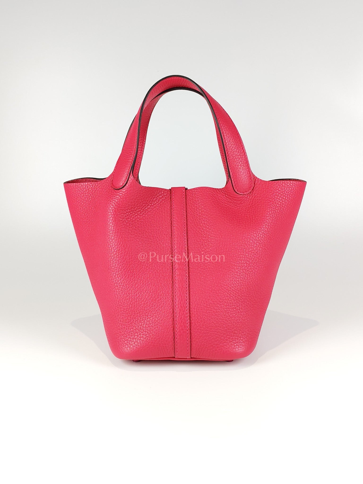 Picotin 18 in Rose Mexico Clemence Leather Monochrome Hardware (Stamp U) | Purse Maison Luxury Bags Shop