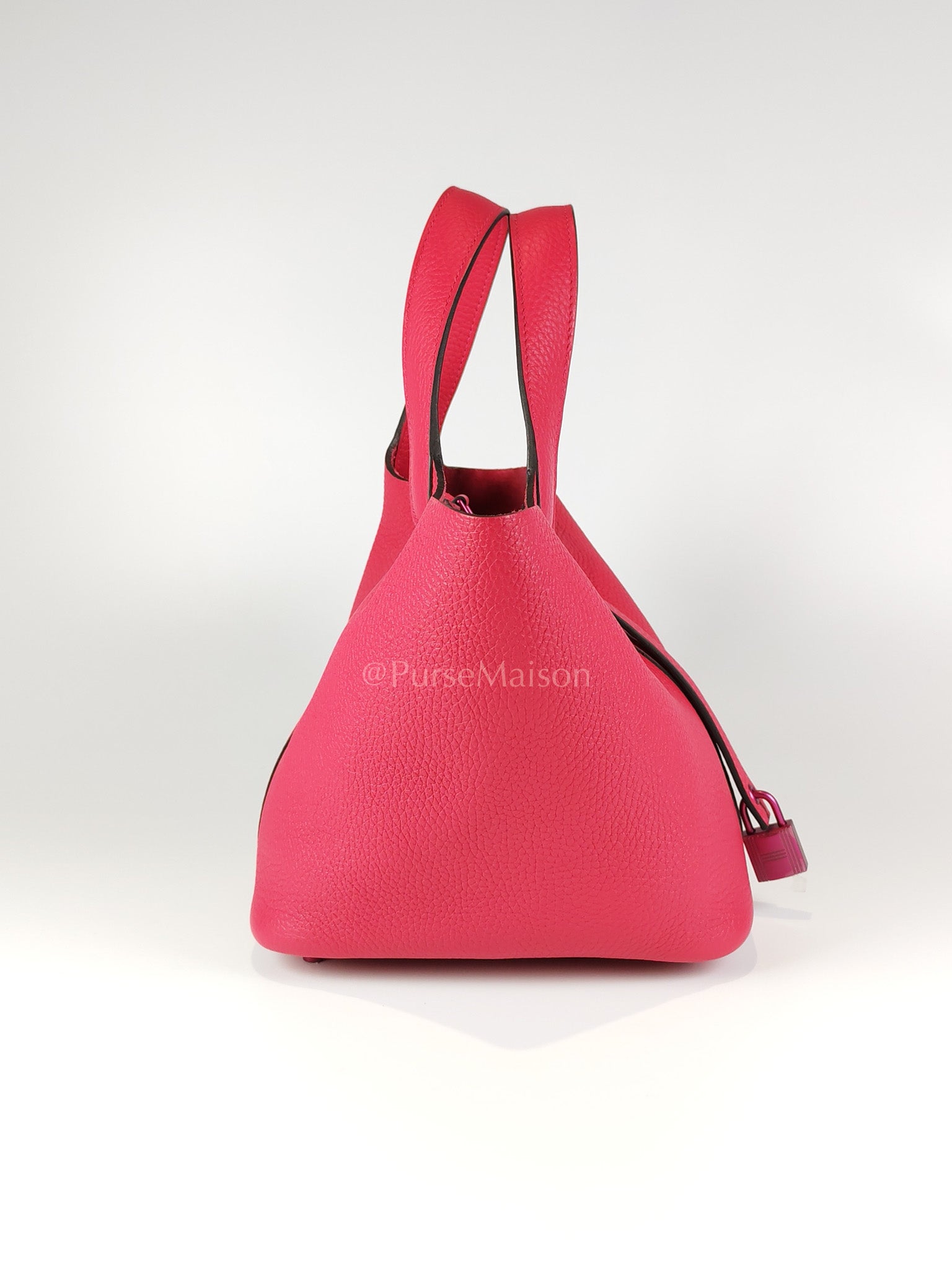 Picotin 18 in Rose Mexico Clemence Leather Monochrome Hardware (Stamp U) | Purse Maison Luxury Bags Shop