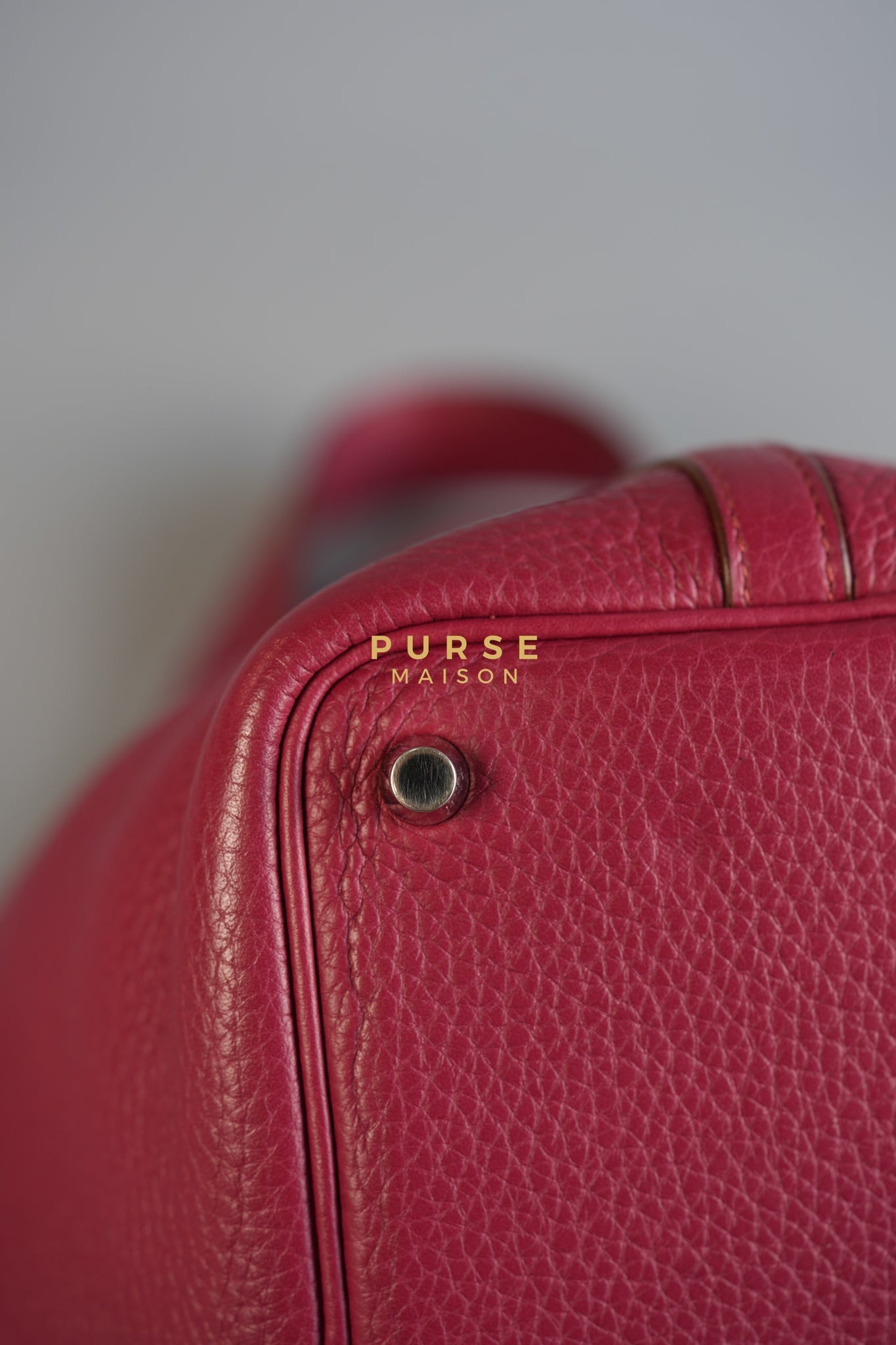 Picotin Micro in Rouge Grenat Clemence and Palladium Hardware Stamp Square R (2014) | Purse Maison Luxury Bags Shop