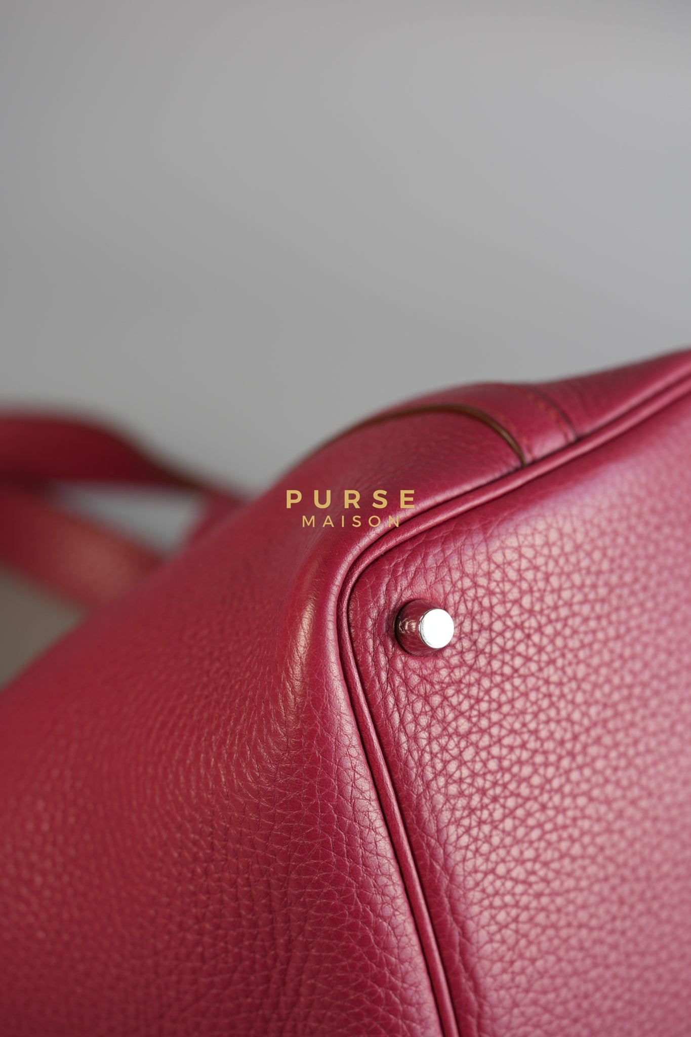 Picotin Micro in Rouge Grenat Clemence and Palladium Hardware Stamp Square R (2014) | Purse Maison Luxury Bags Shop