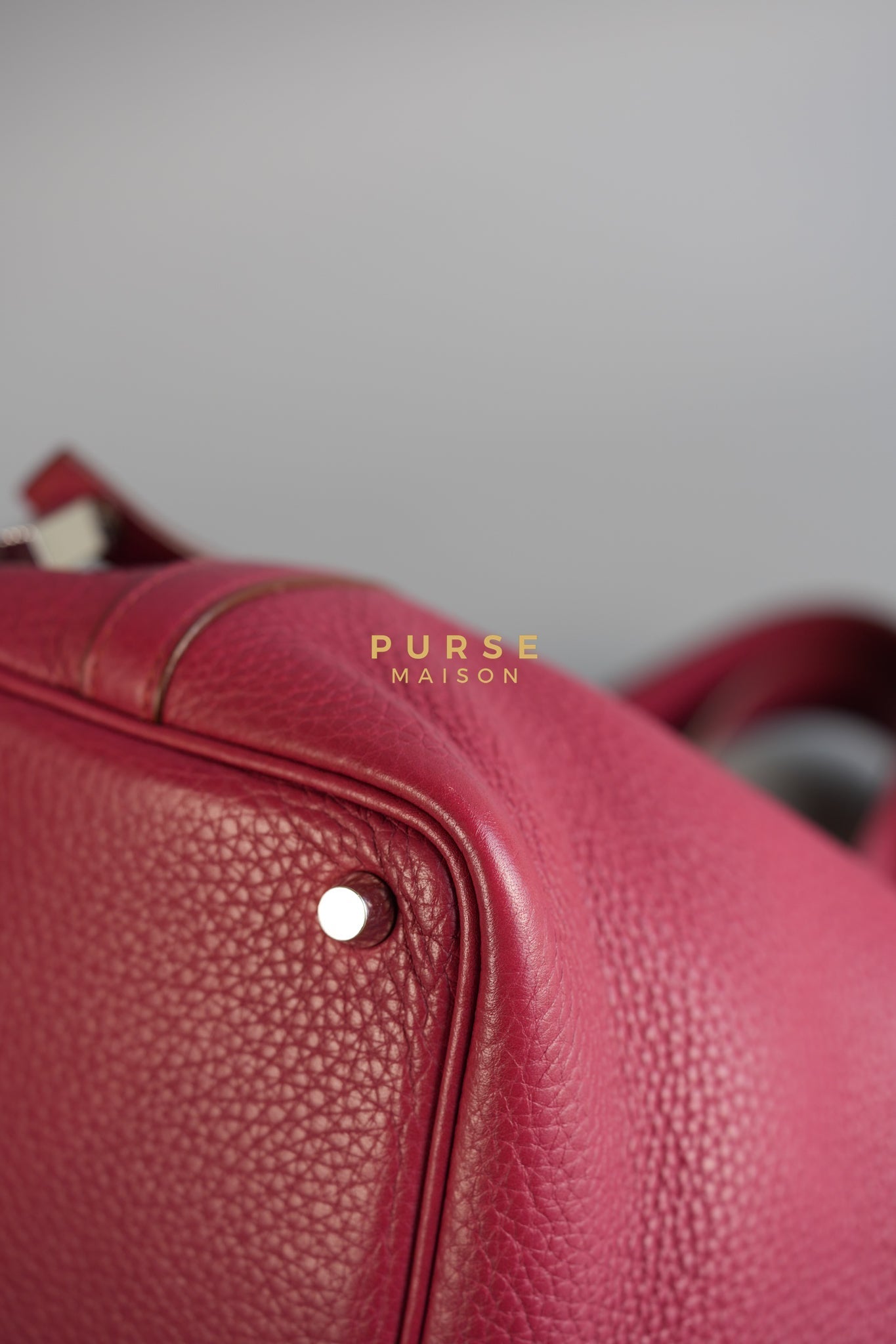 Picotin Micro in Rouge Grenat Clemence and Palladium Hardware Stamp Square R (2014) | Purse Maison Luxury Bags Shop