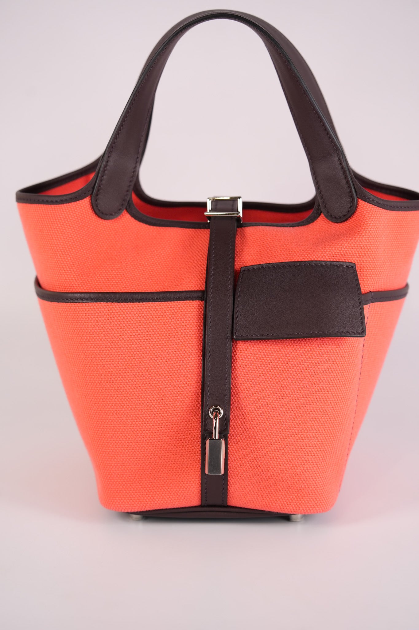 Picotin 18 Limited Edition Cargo Rouge Sellier Swift and Rose Texas Toile Goeland Canvas and Palladium Hardware Stamp U (2022) | Purse Maison Luxury Bags Shop