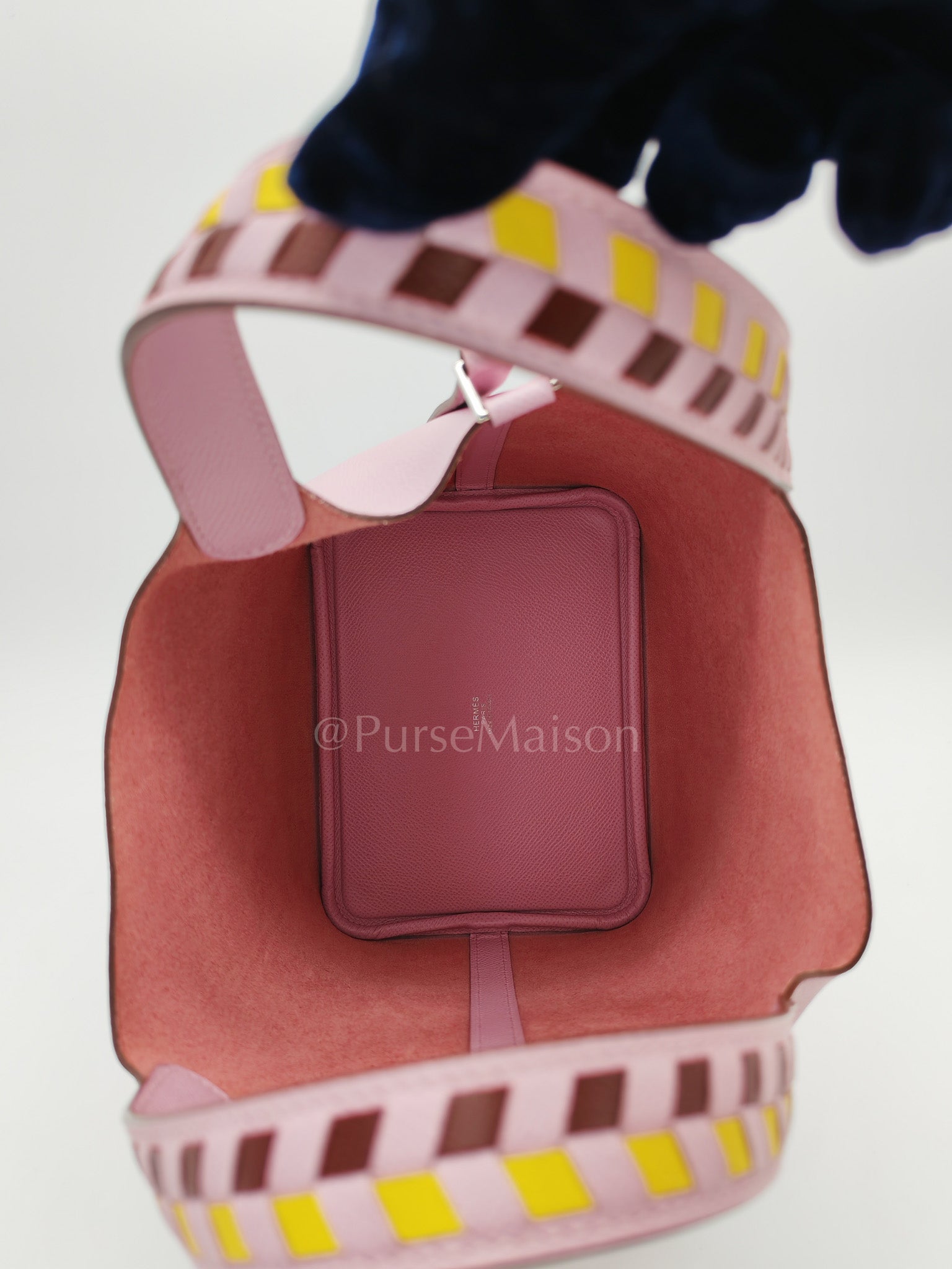 Picotin 18 Tressage Mauve Sylvestre Epsom Leather in palladium hardware Stamp D(2019) with Free Twilly | Purse Maison Luxury Bags Shop