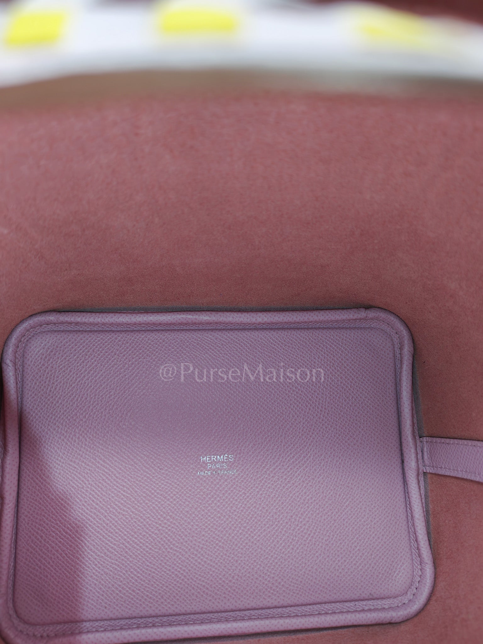 Picotin 18 Tressage Mauve Sylvestre Epsom Leather in palladium hardware Stamp D(2019) with Free Twilly | Purse Maison Luxury Bags Shop