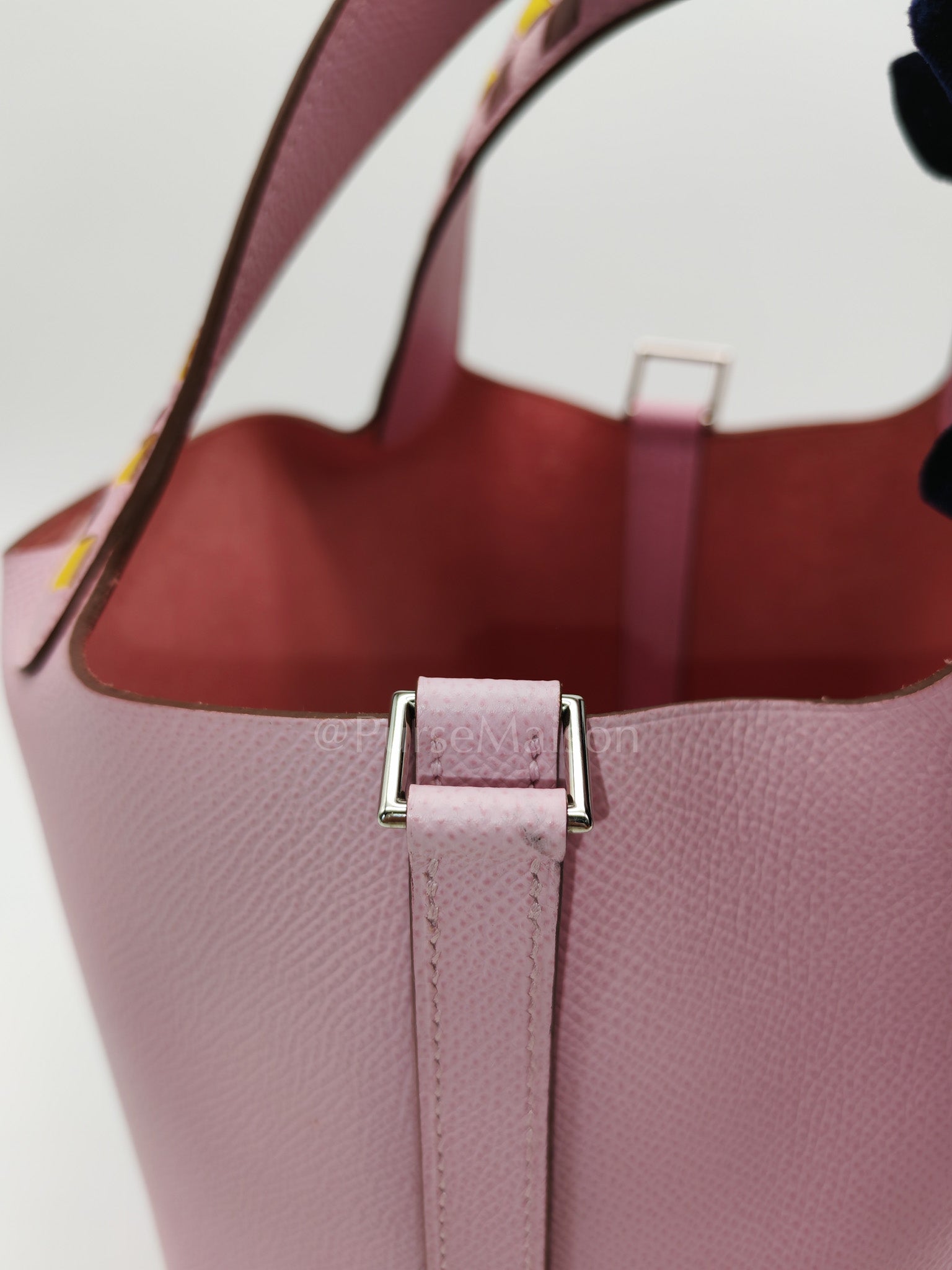 Picotin 18 Tressage Mauve Sylvestre Epsom Leather in palladium hardware Stamp D(2019) with Free Twilly | Purse Maison Luxury Bags Shop