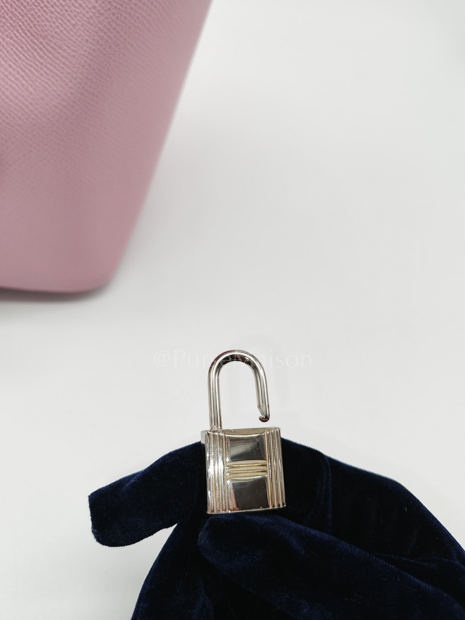 Picotin 18 Tressage Mauve Sylvestre Epsom Leather in palladium hardware Stamp D(2019) with Free Twilly | Purse Maison Luxury Bags Shop