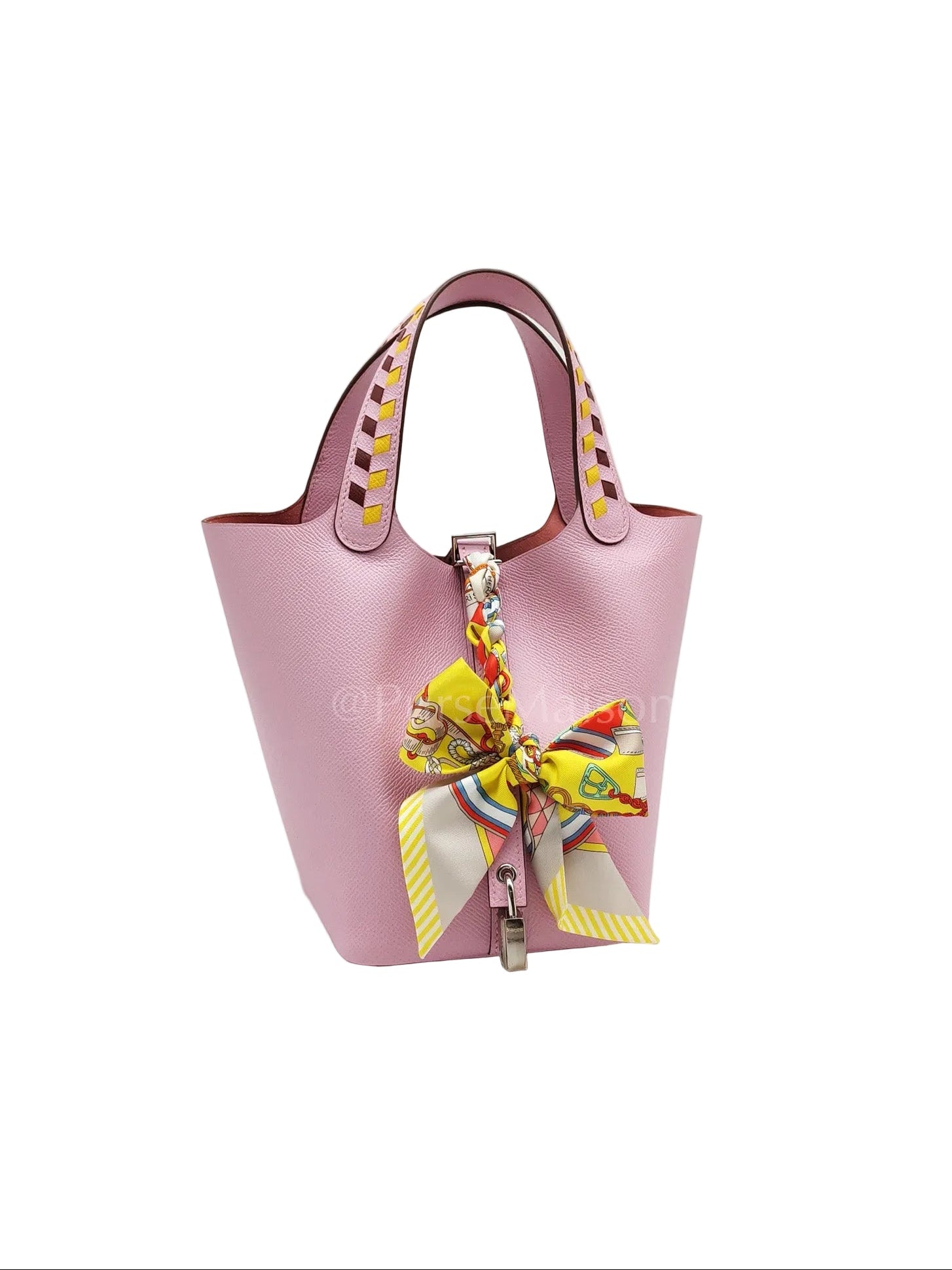 Picotin 18 Tressage Mauve Sylvestre Epsom Leather in palladium hardware Stamp D(2019) with Free Twilly | Purse Maison Luxury Bags Shop