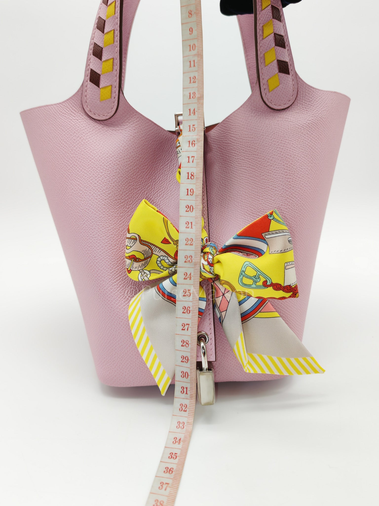 Picotin 18 Tressage Mauve Sylvestre Epsom Leather in palladium hardware Stamp D(2019) with Free Twilly | Purse Maison Luxury Bags Shop