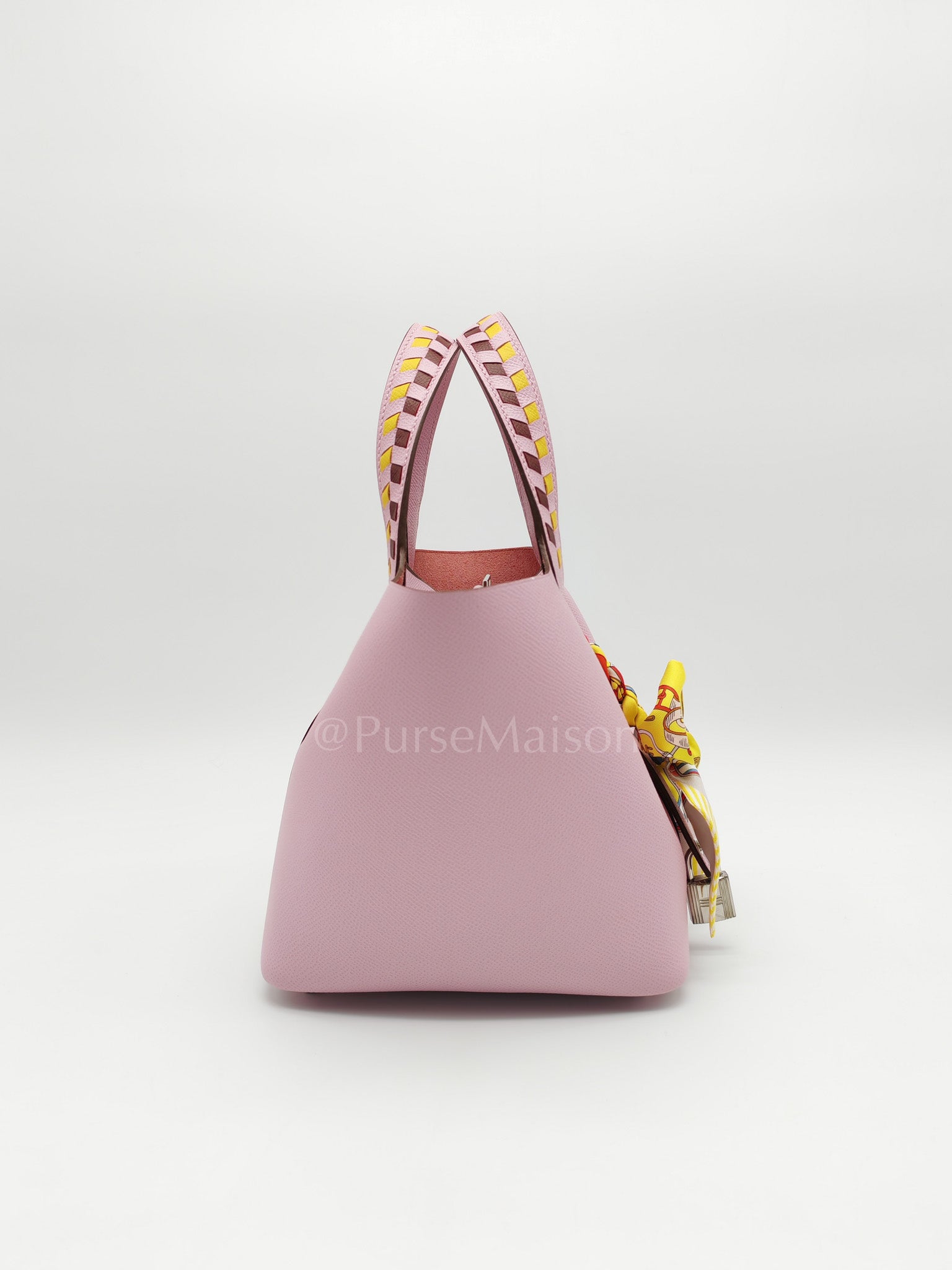 Picotin 18 Tressage Mauve Sylvestre Epsom Leather in palladium hardware Stamp D(2019) with Free Twilly | Purse Maison Luxury Bags Shop