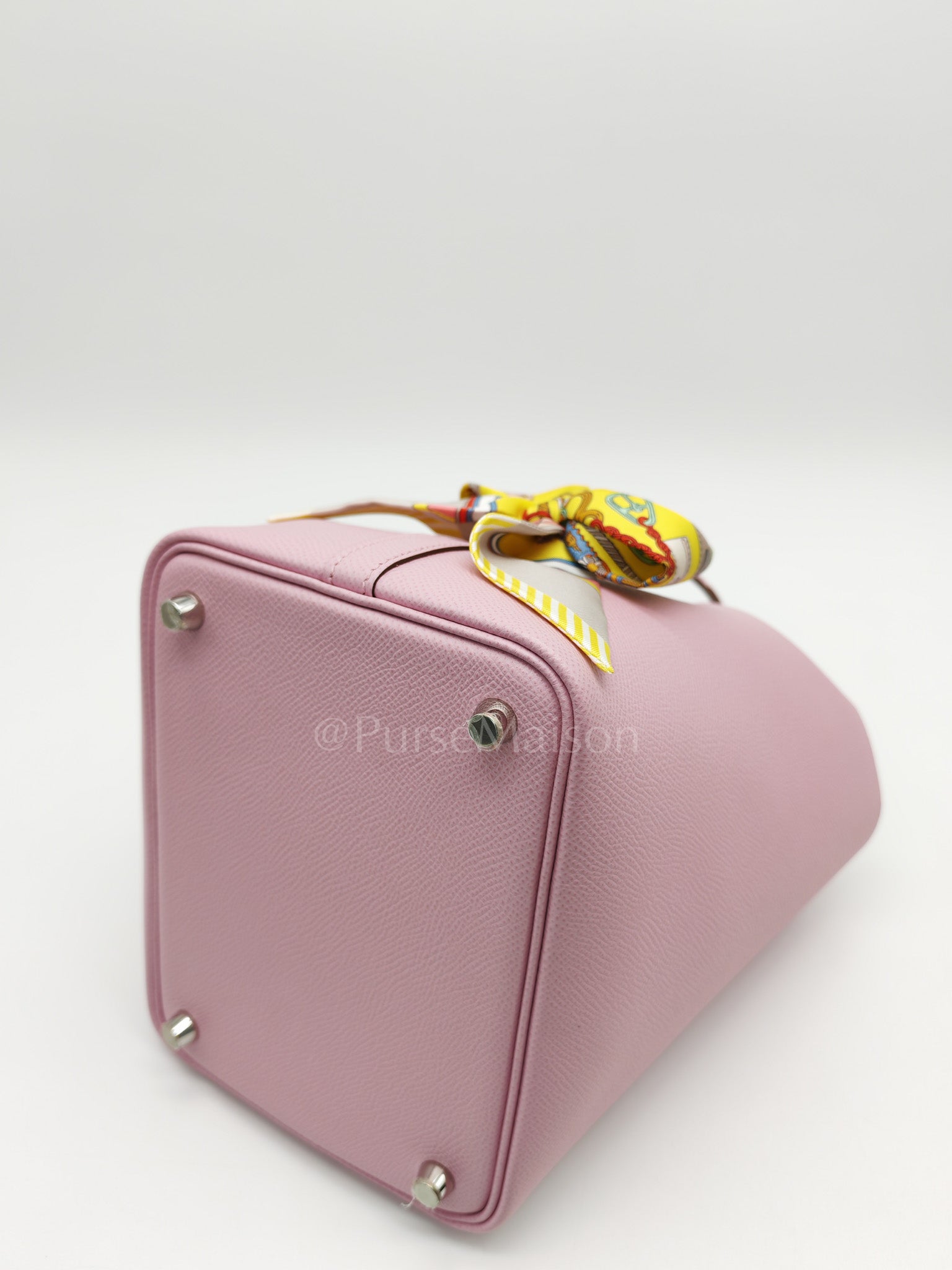 Picotin 18 Tressage Mauve Sylvestre Epsom Leather in palladium hardware Stamp D(2019) with Free Twilly | Purse Maison Luxury Bags Shop