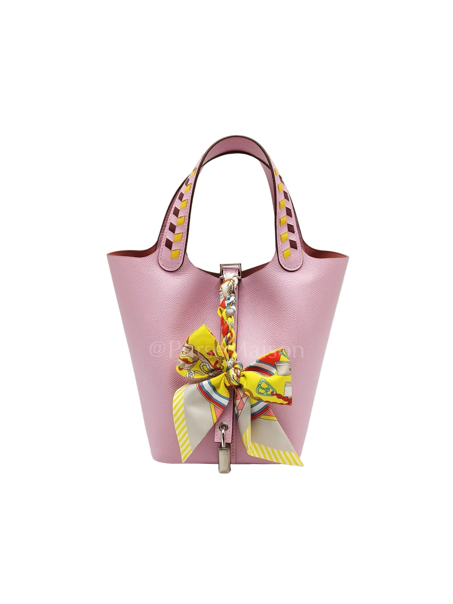 Picotin 18 Tressage Mauve Sylvestre Epsom Leather in palladium hardware Stamp D(2019) with Free Twilly | Purse Maison Luxury Bags Shop