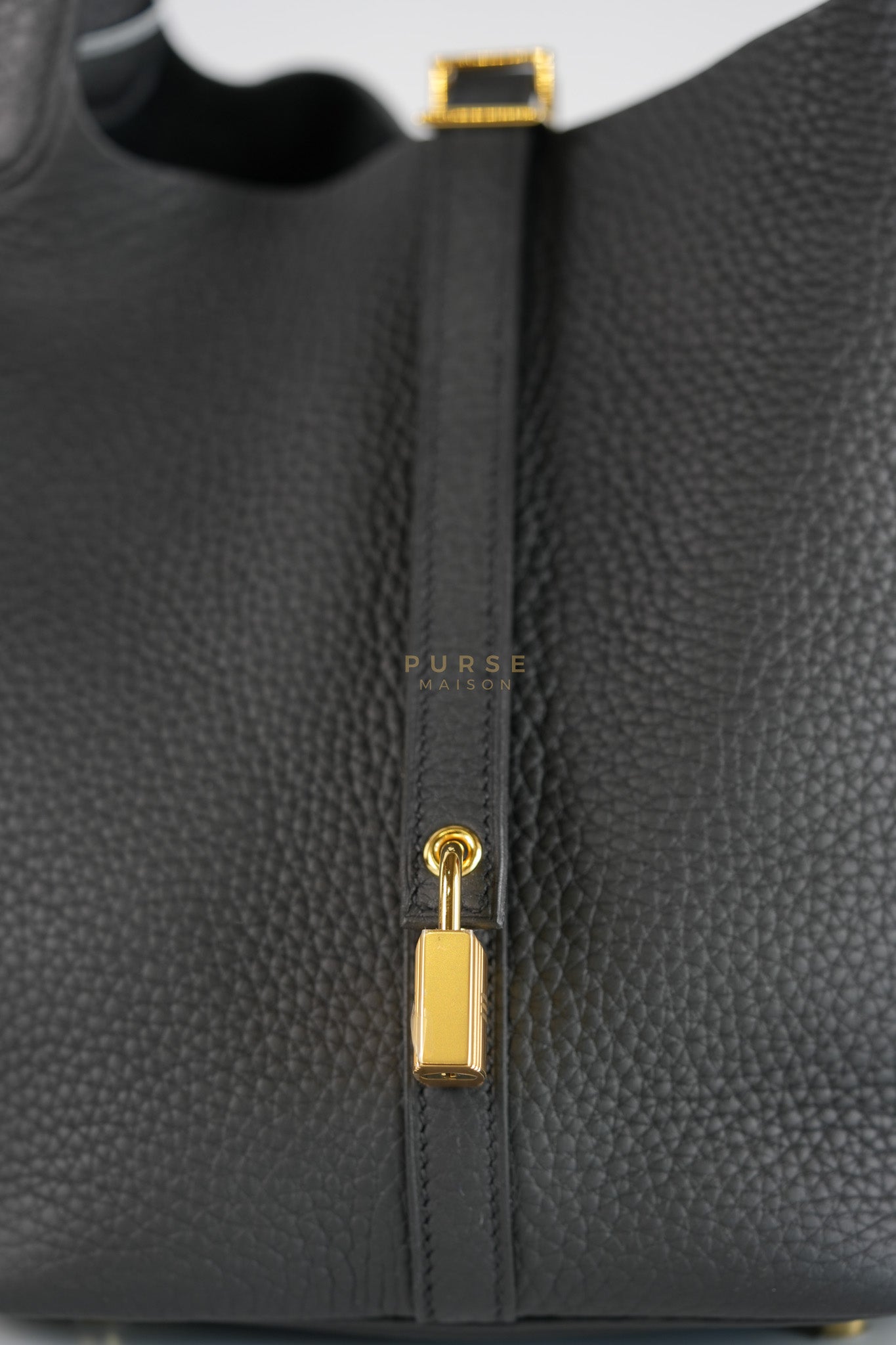 Picotin 22 in Black Clemence Leather and Gold Hardware Stamp K (2025) | Purse Maison Luxury Bags Shop