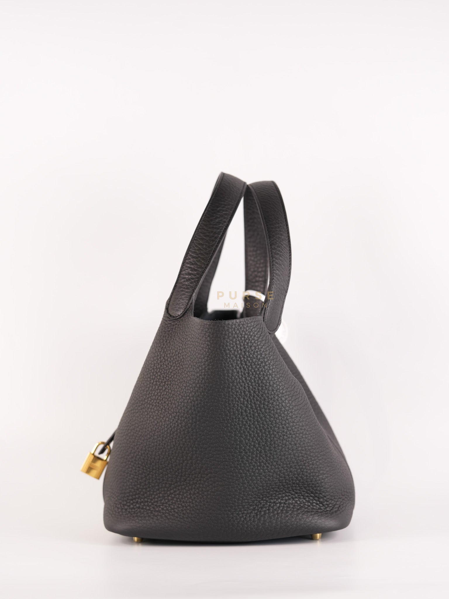 Picotin 22 in Black Clemence Leather and Gold Hardware Stamp K (2025) | Purse Maison Luxury Bags Shop