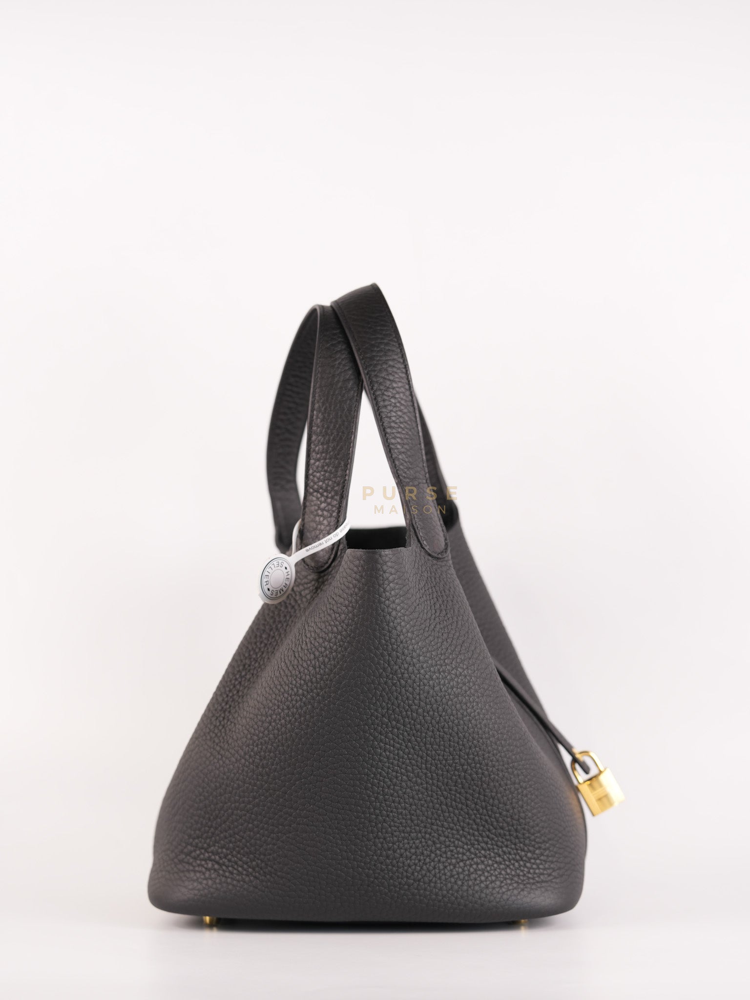 Picotin 22 in Black Clemence Leather and Gold Hardware Stamp K (2025) | Purse Maison Luxury Bags Shop