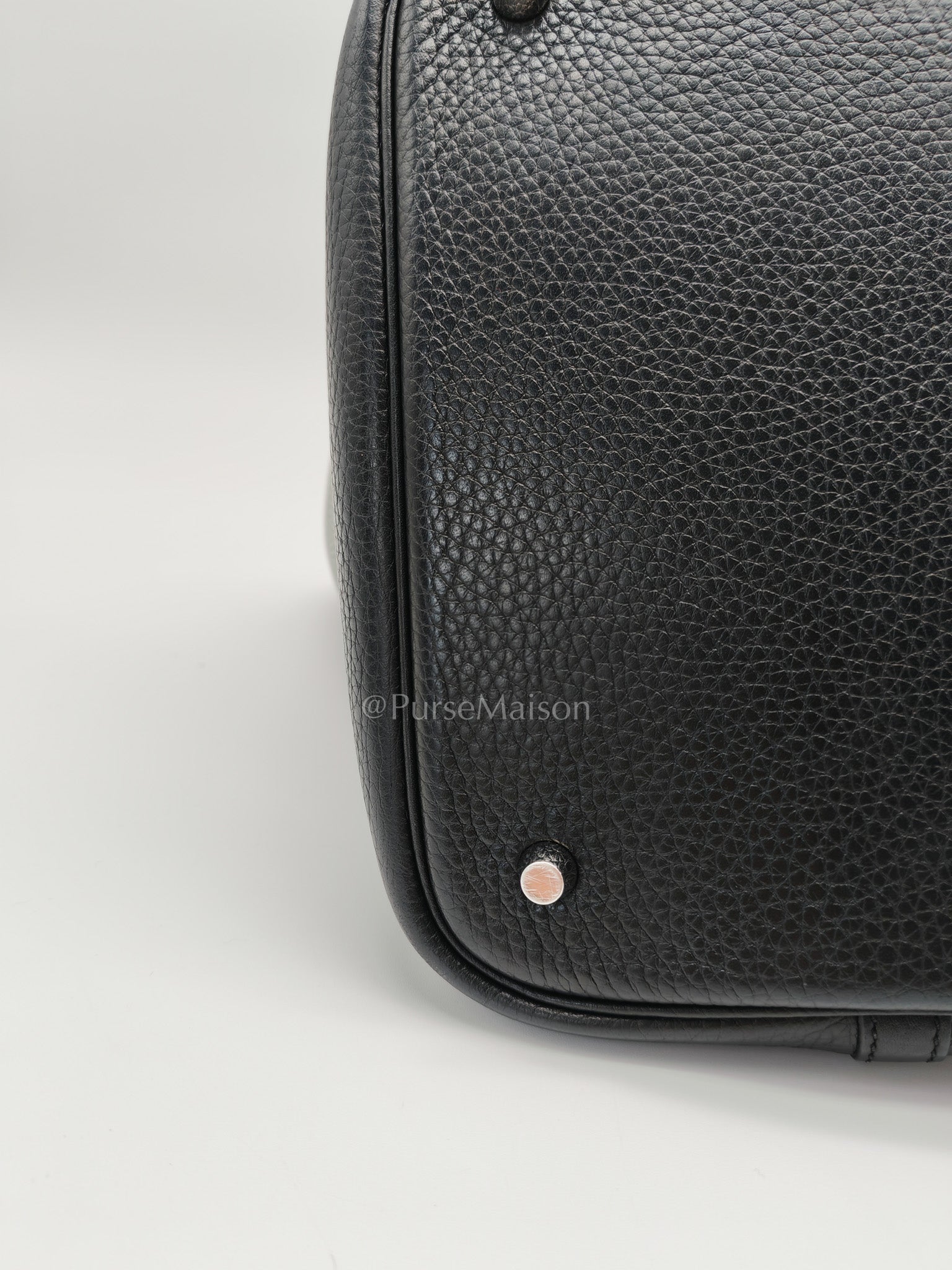 Picotin 22 in Black Clemence Leather and Palladium Hardware Stamp T (2015) | Purse Maison Luxury Bags Shop