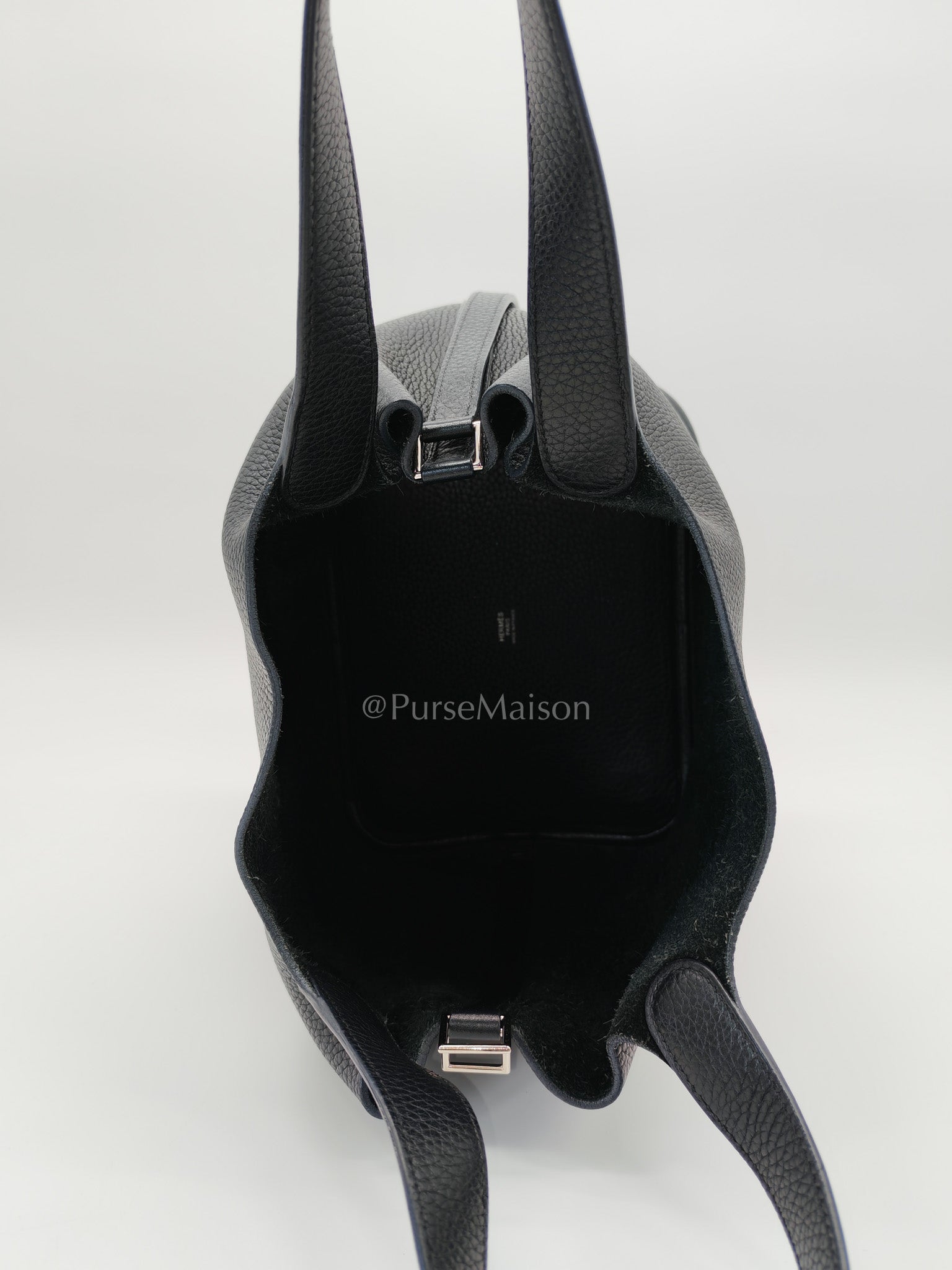 Picotin 22 in Black Clemence Leather and Palladium Hardware Stamp T (2015) | Purse Maison Luxury Bags Shop