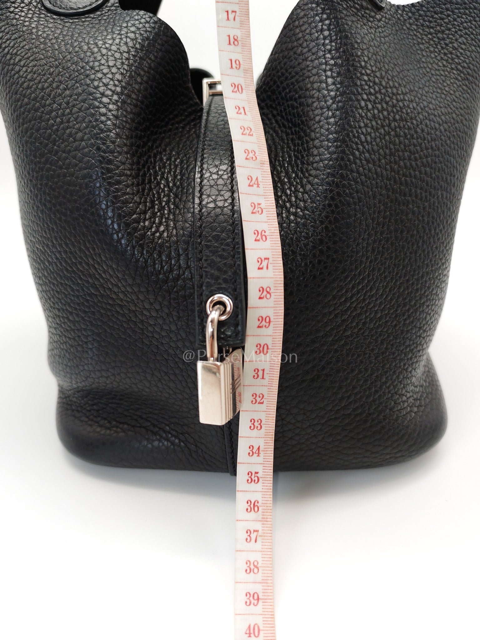 Picotin 22 in Black Clemence Leather and Palladium Hardware Stamp T (2015) | Purse Maison Luxury Bags Shop