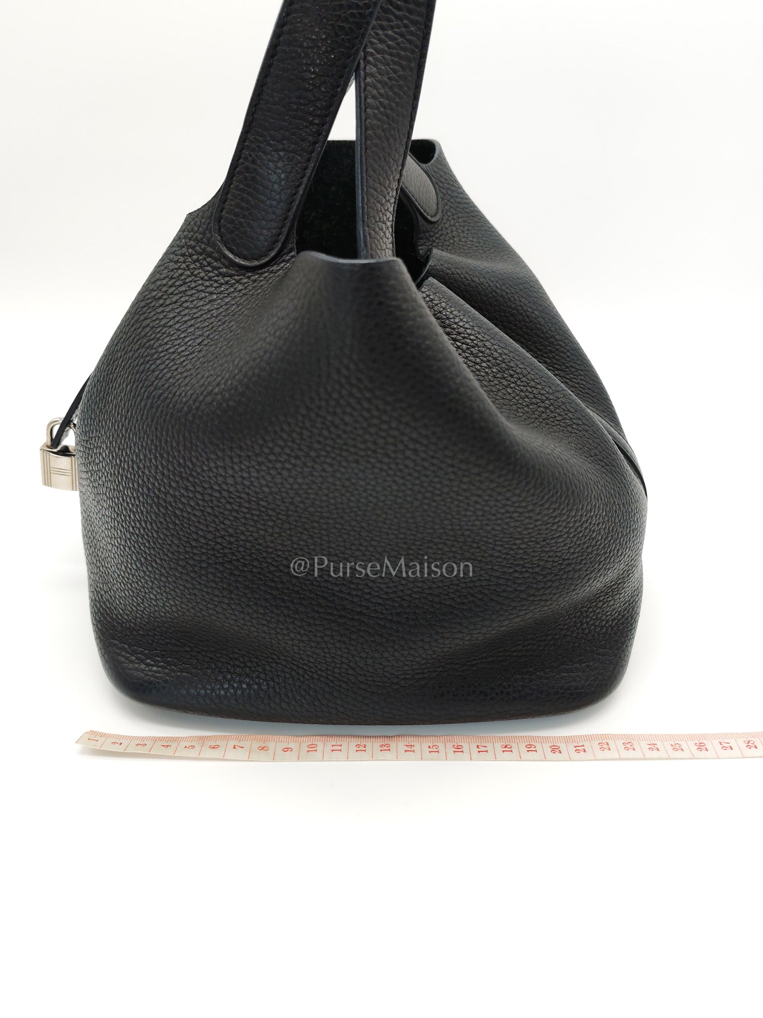 Picotin 22 in Black Clemence Leather and Palladium Hardware Stamp T (2015) | Purse Maison Luxury Bags Shop