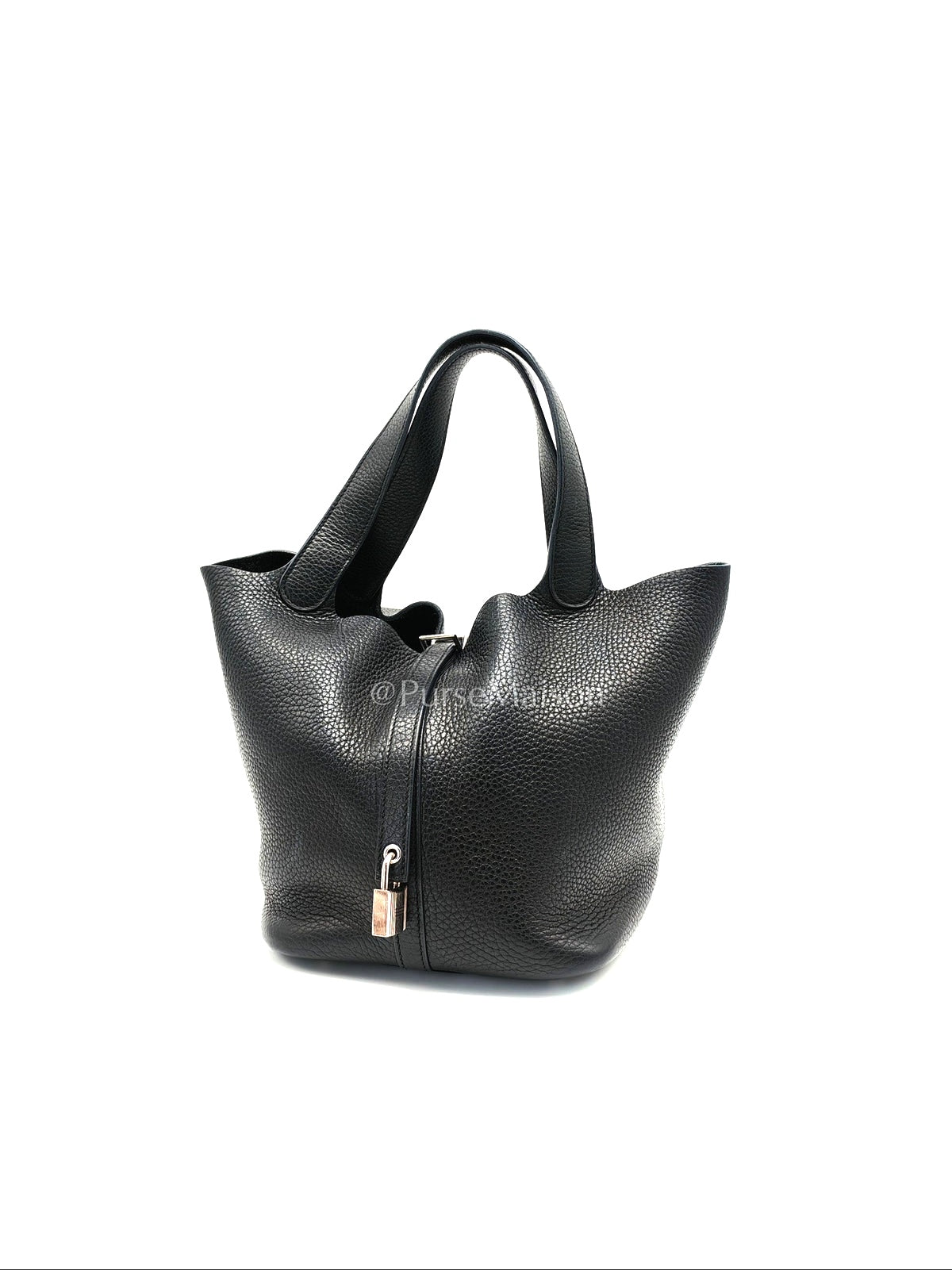 Picotin 22 in Black Clemence Leather and Palladium Hardware Stamp T (2015) | Purse Maison Luxury Bags Shop