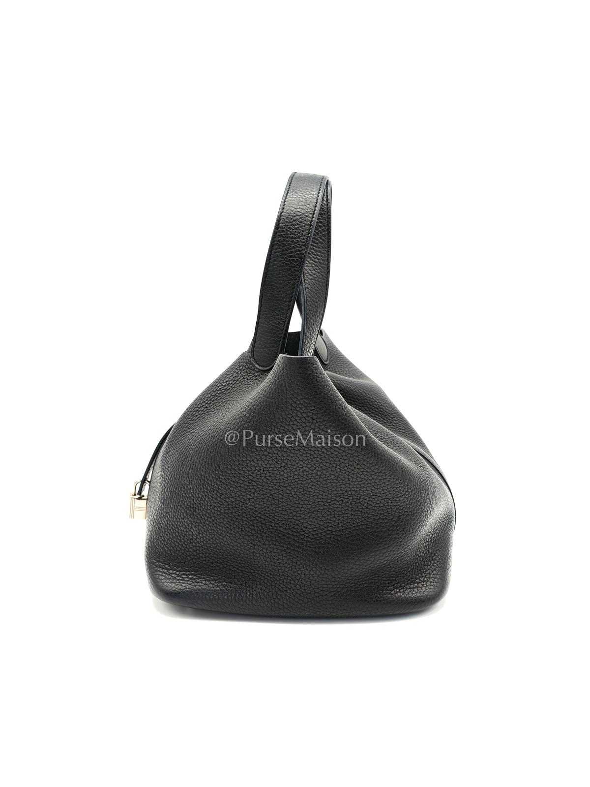 Picotin 22 in Black Clemence Leather and Palladium Hardware Stamp T (2015) | Purse Maison Luxury Bags Shop