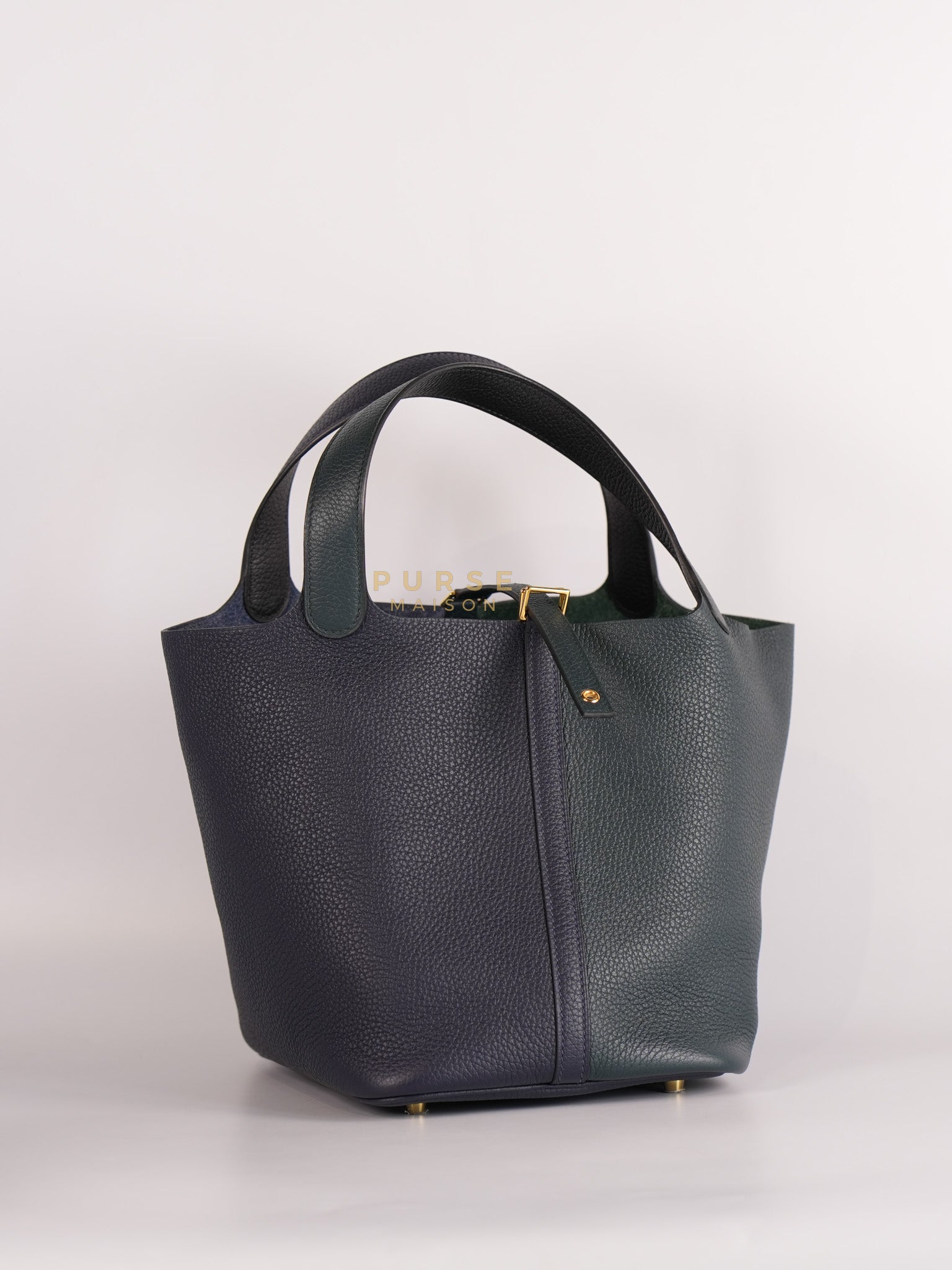 Picotin 22 in Blue/Green Clemence Leather & Gold Hardware Stamp Y (2020) | Purse Maison Luxury Bags Shop