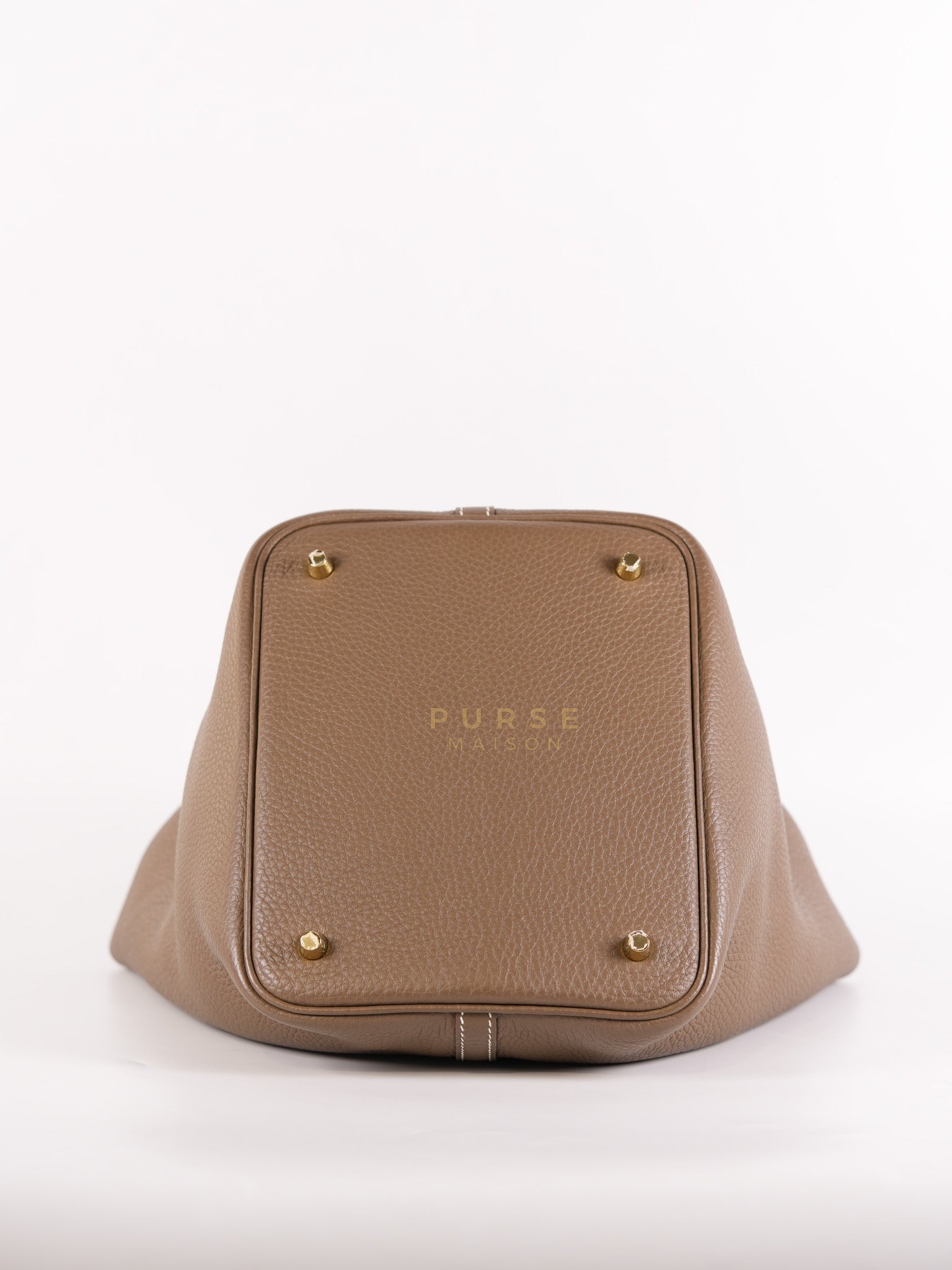 Picotin 22 in Etoupe Clemence Leather Gold Hardware Stamp U(2022) | Purse Maison Luxury Bags Shop
