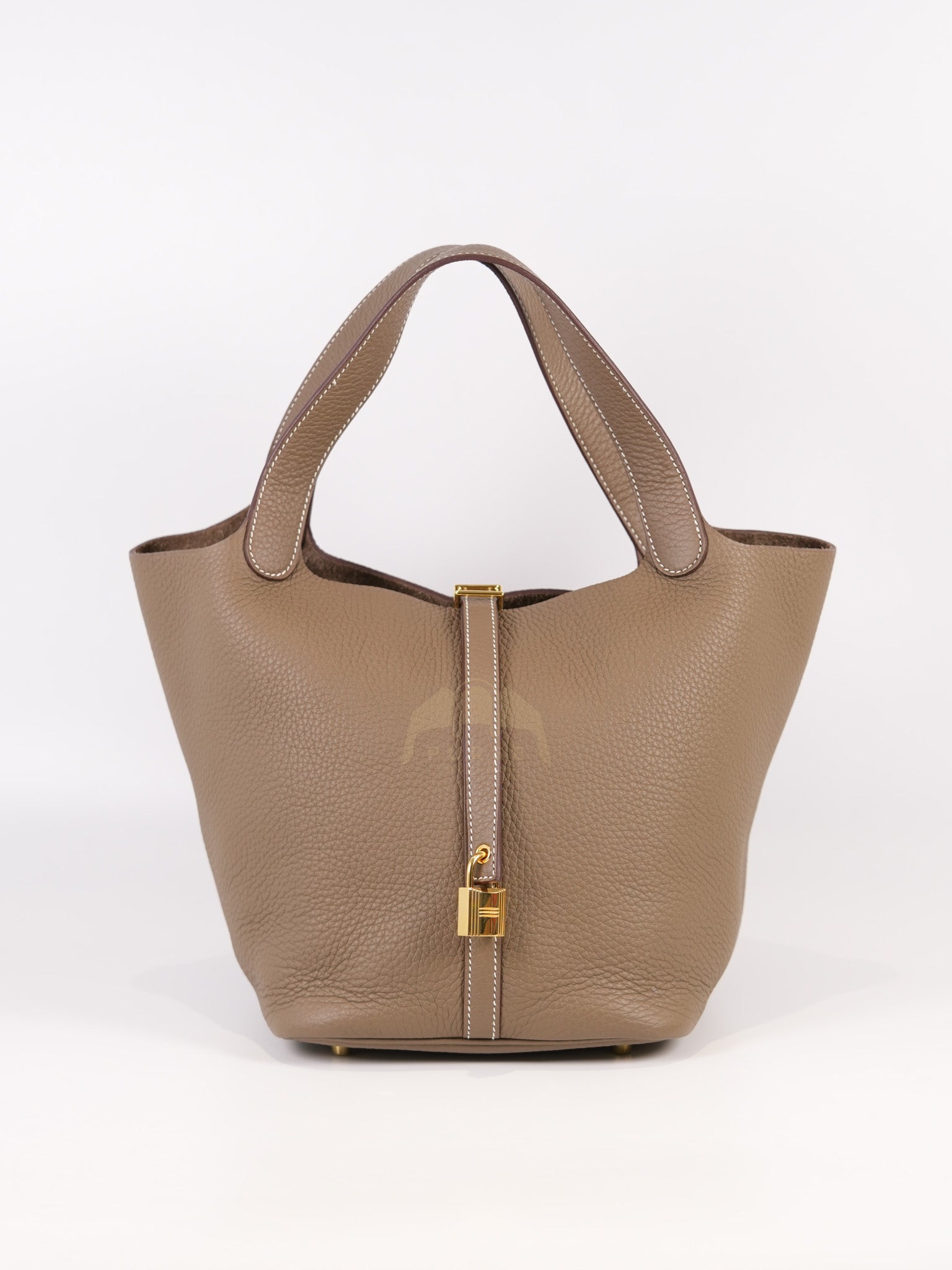 Picotin 22 in Etoupe Clemence Leather Gold Hardware Stamp W(2024) | Purse Maison Luxury Bags Shop