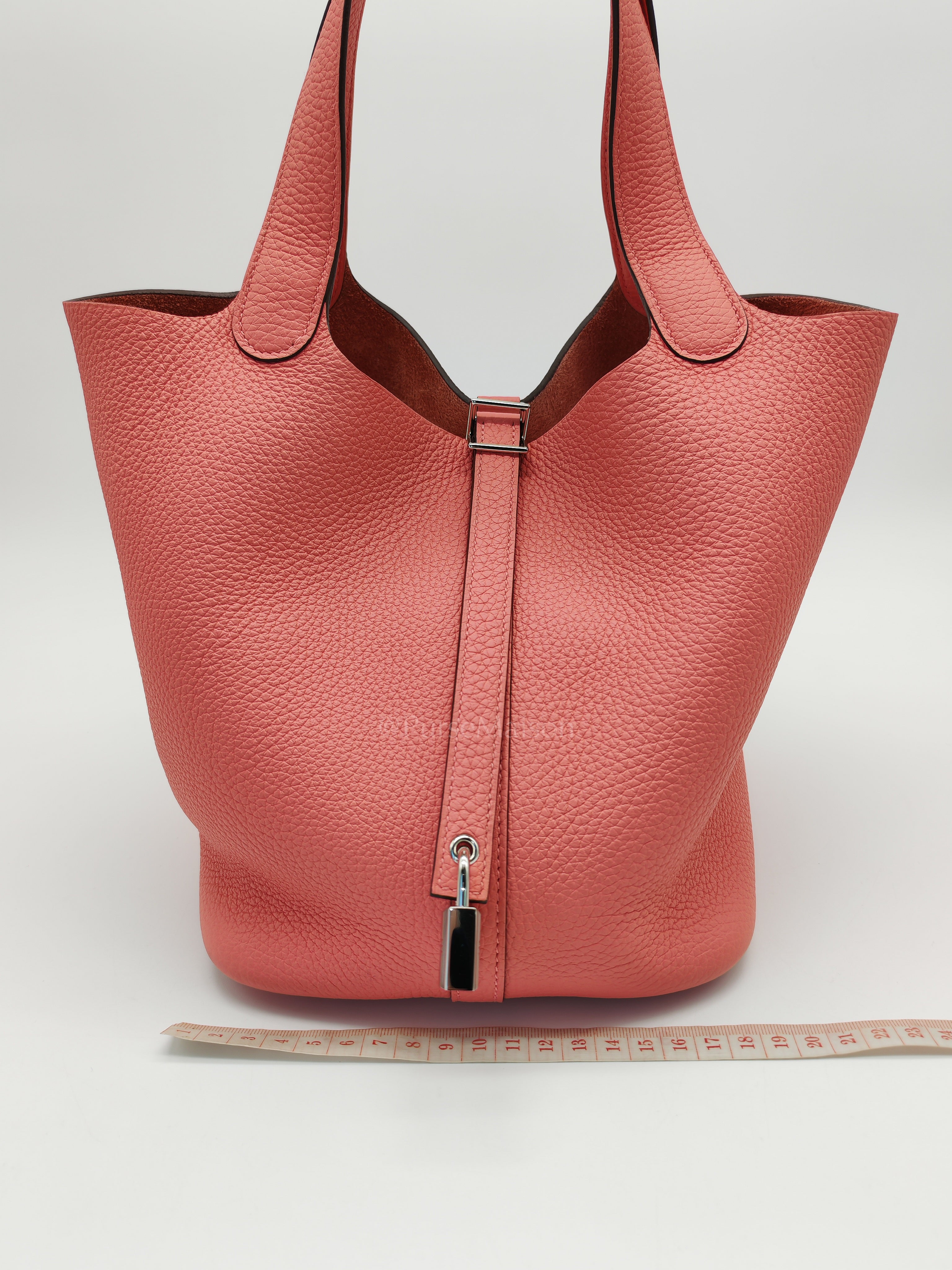 Picotin 22 in Rose Azelee Clemence Leather & Palladium Hardware Stamp B (2023) | Purse Maison Luxury Bags Shop