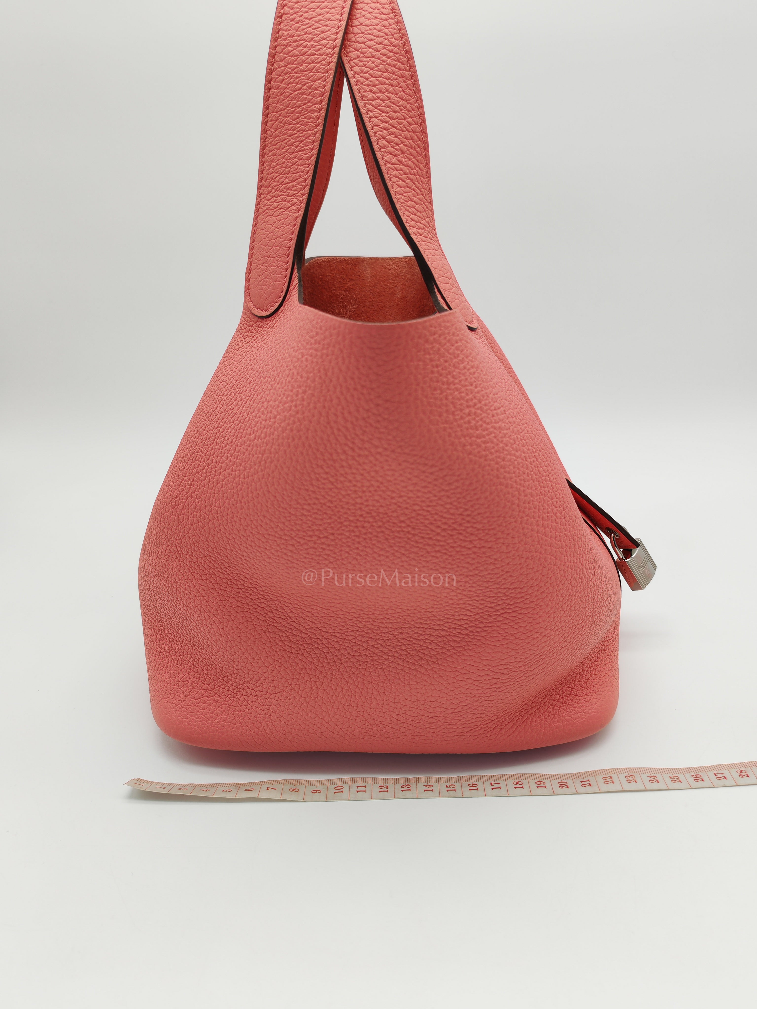 Picotin 22 in Rose Azelee Clemence Leather & Palladium Hardware Stamp B (2023) | Purse Maison Luxury Bags Shop