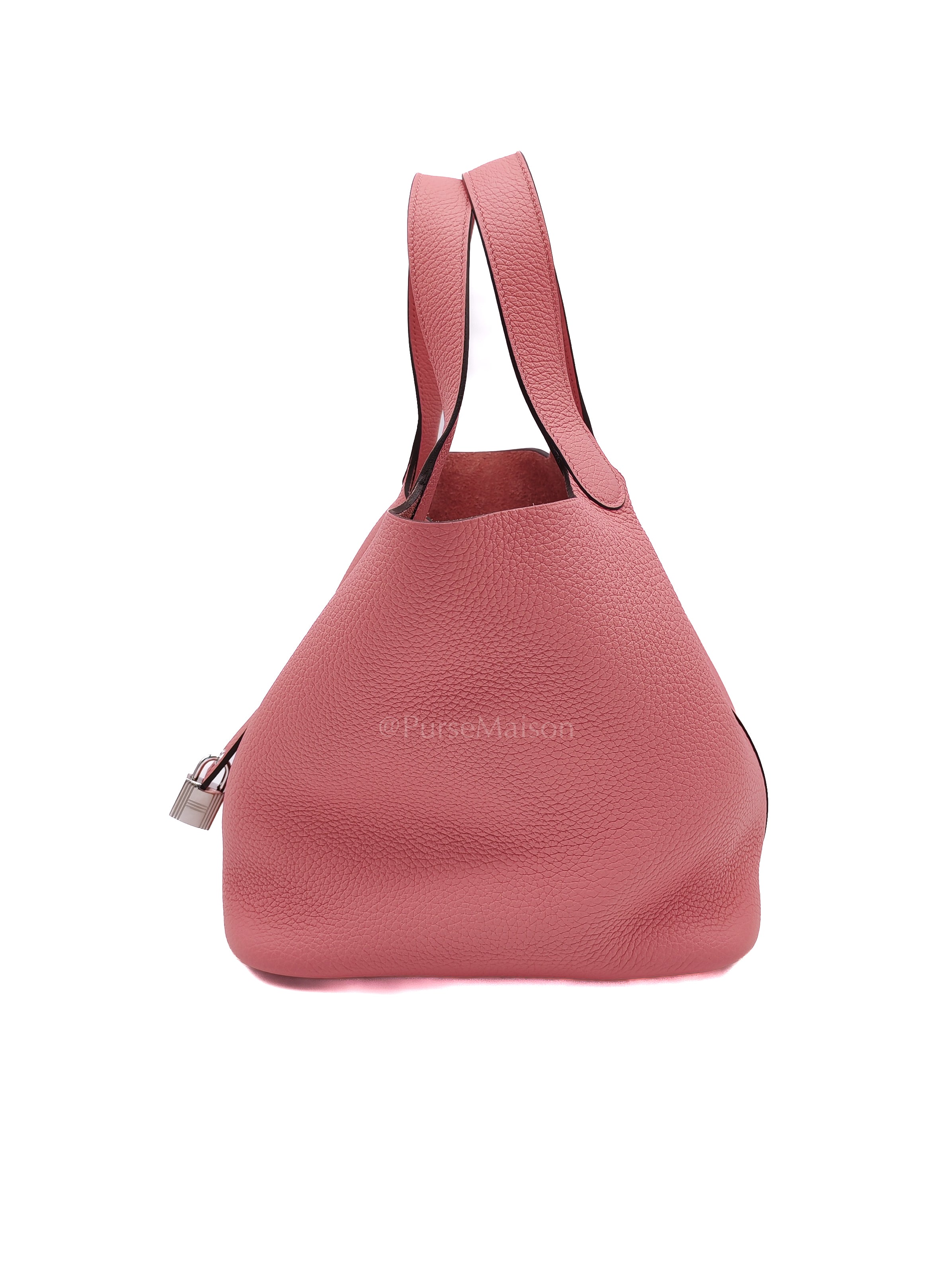 Picotin 22 in Rose Azelee Clemence Leather & Palladium Hardware Stamp B (2023) | Purse Maison Luxury Bags Shop