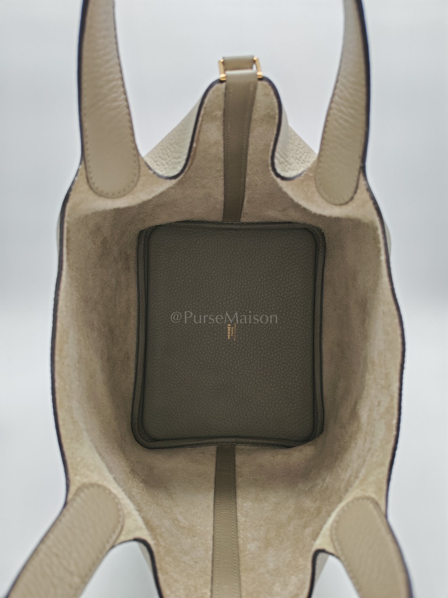 Picotin 22 in Sauge Taurillion Clemence Leather Gold Hardware Stamp B(2023) | Purse Maison Luxury Bags Shop