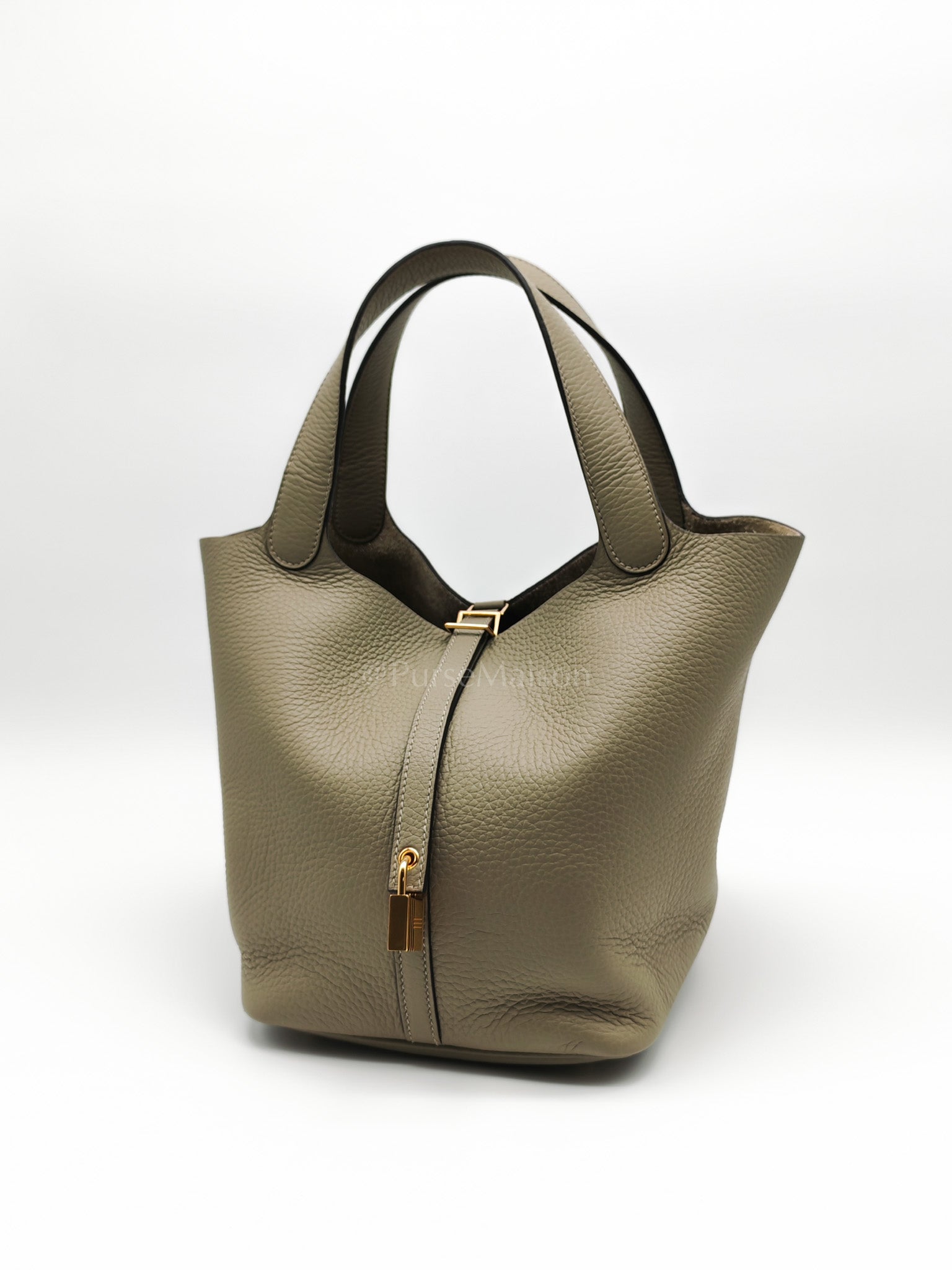 Picotin 22 in Sauge Taurillion Clemence Leather Gold Hardware Stamp B(2023) | Purse Maison Luxury Bags Shop