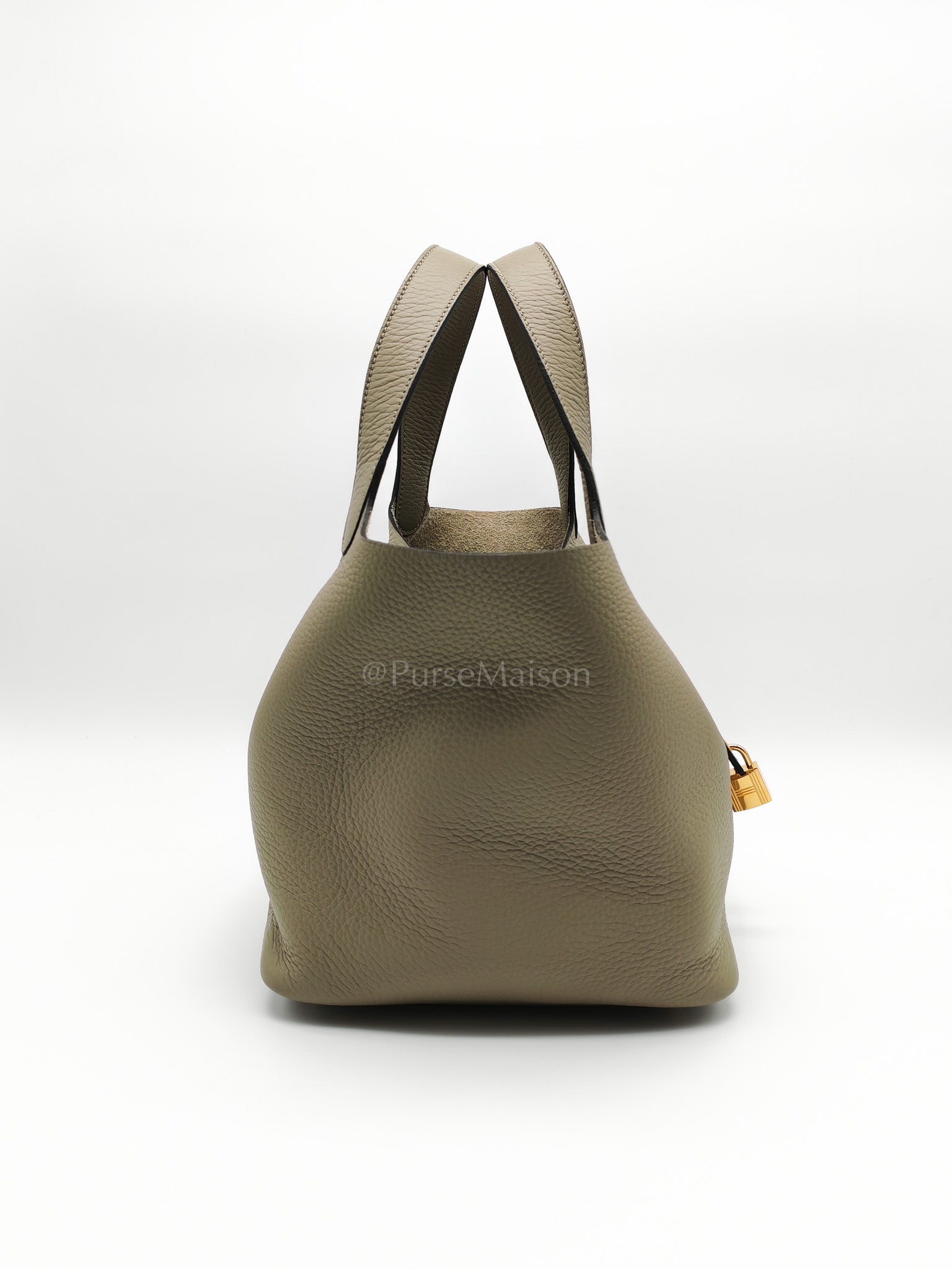 Picotin 22 in Sauge Taurillion Clemence Leather Gold Hardware Stamp B(2023) | Purse Maison Luxury Bags Shop