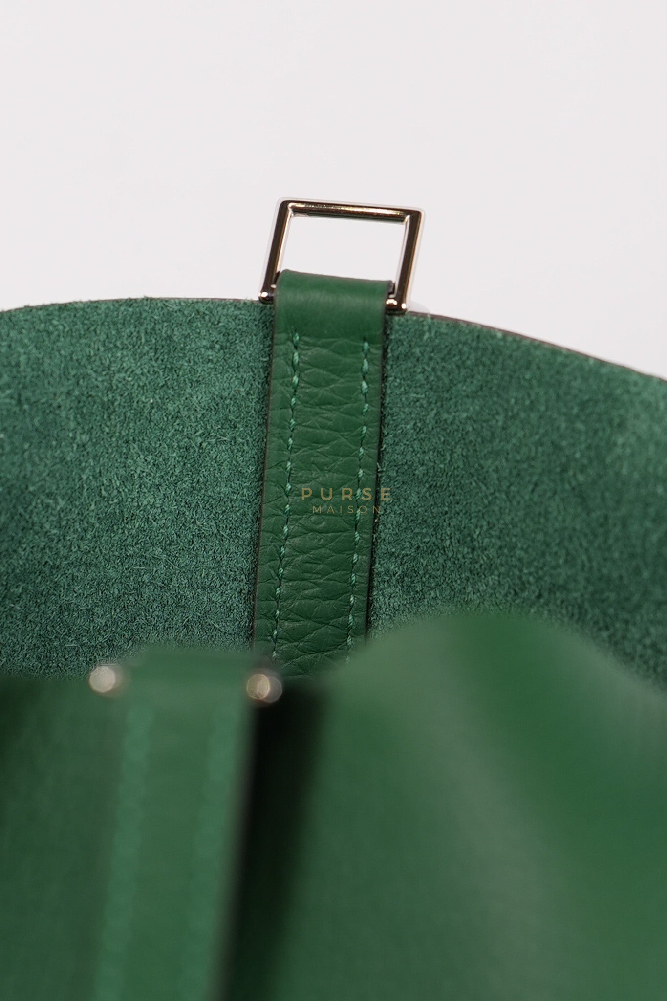 Picotin 22 in Vert Moyen Clemence Leather and Palladium Hardware Stamp W (2024) | Purse Maison Luxury Bags Shop