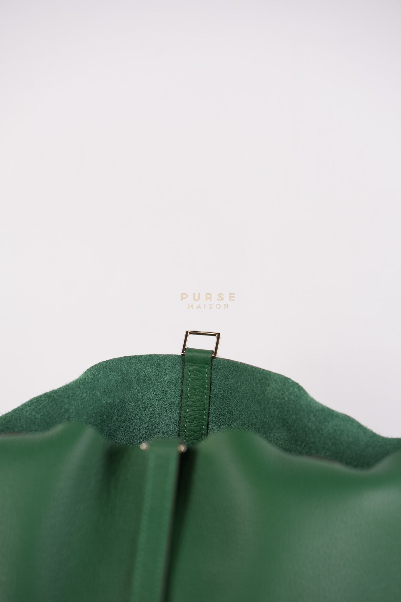 Picotin 22 in Vert Moyen Clemence Leather and Palladium Hardware Stamp W (2024) | Purse Maison Luxury Bags Shop