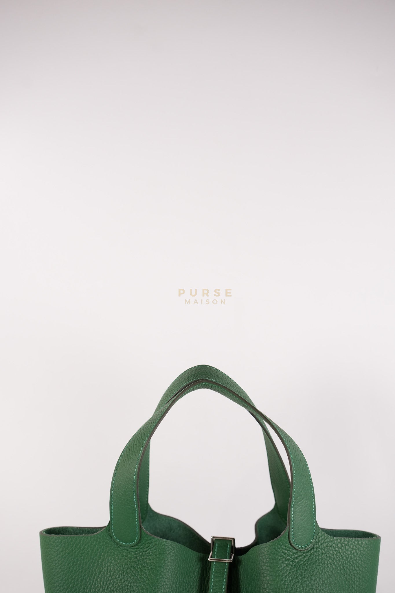 Picotin 22 in Vert Moyen Clemence Leather and Palladium Hardware Stamp W (2024) | Purse Maison Luxury Bags Shop