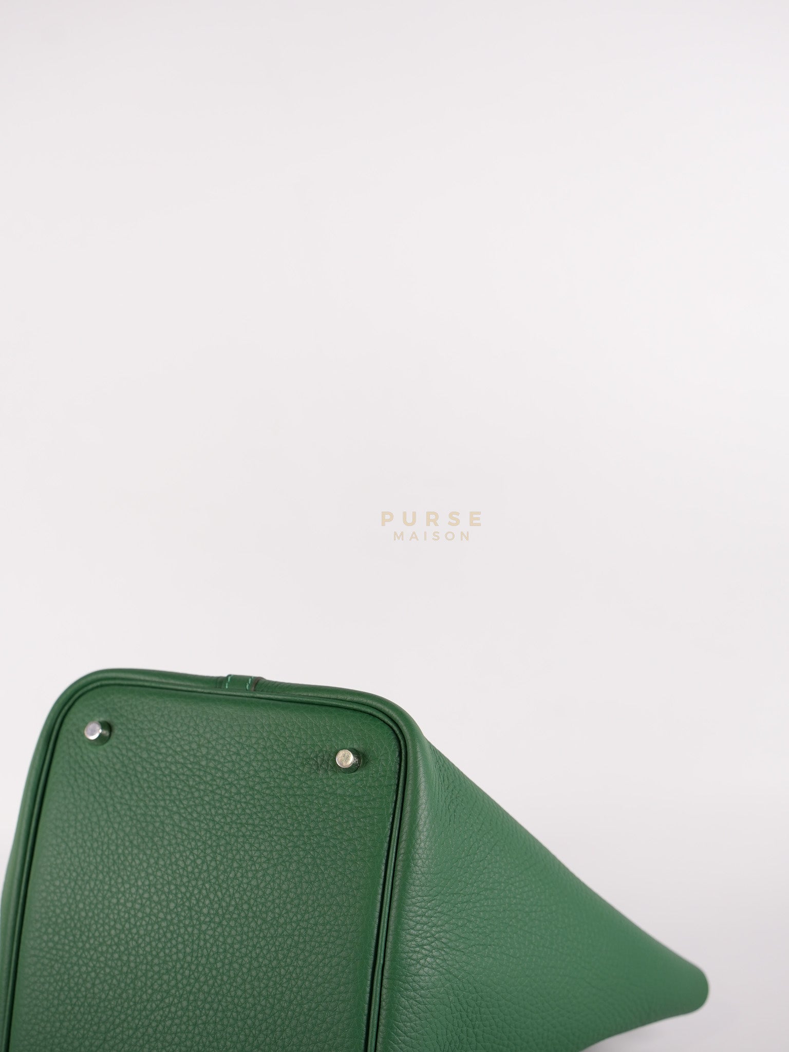 Picotin 22 in Vert Moyen Clemence Leather and Palladium Hardware Stamp W (2024) | Purse Maison Luxury Bags Shop