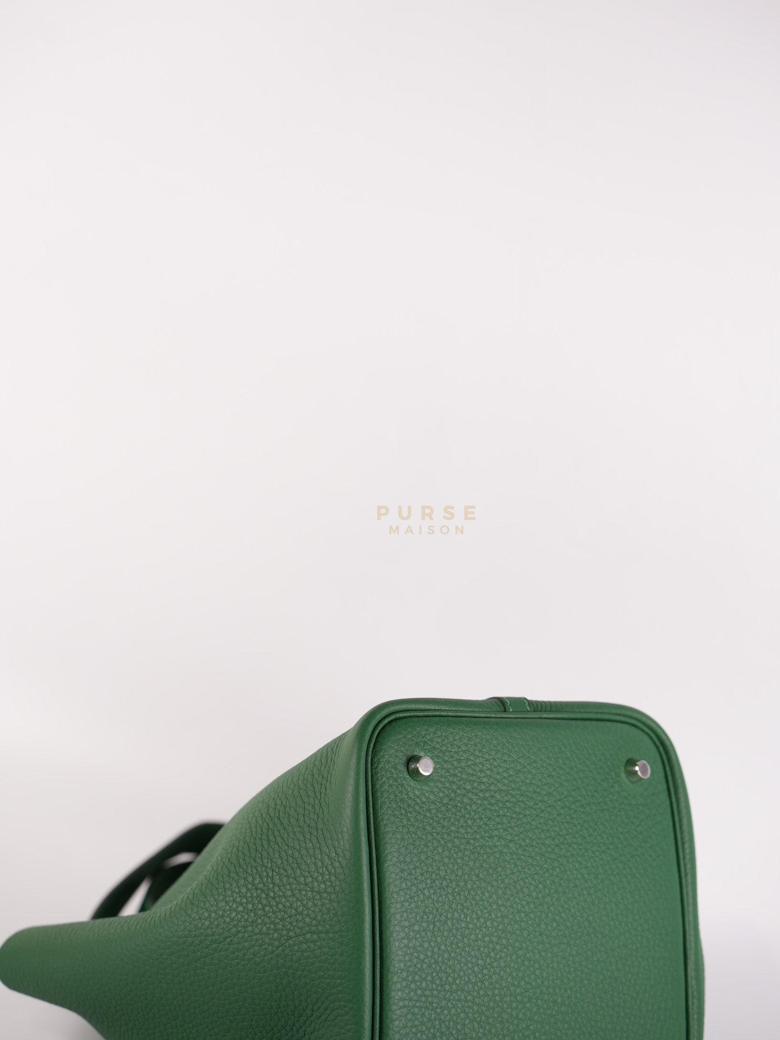 Picotin 22 in Vert Moyen Clemence Leather and Palladium Hardware Stamp W (2024) | Purse Maison Luxury Bags Shop