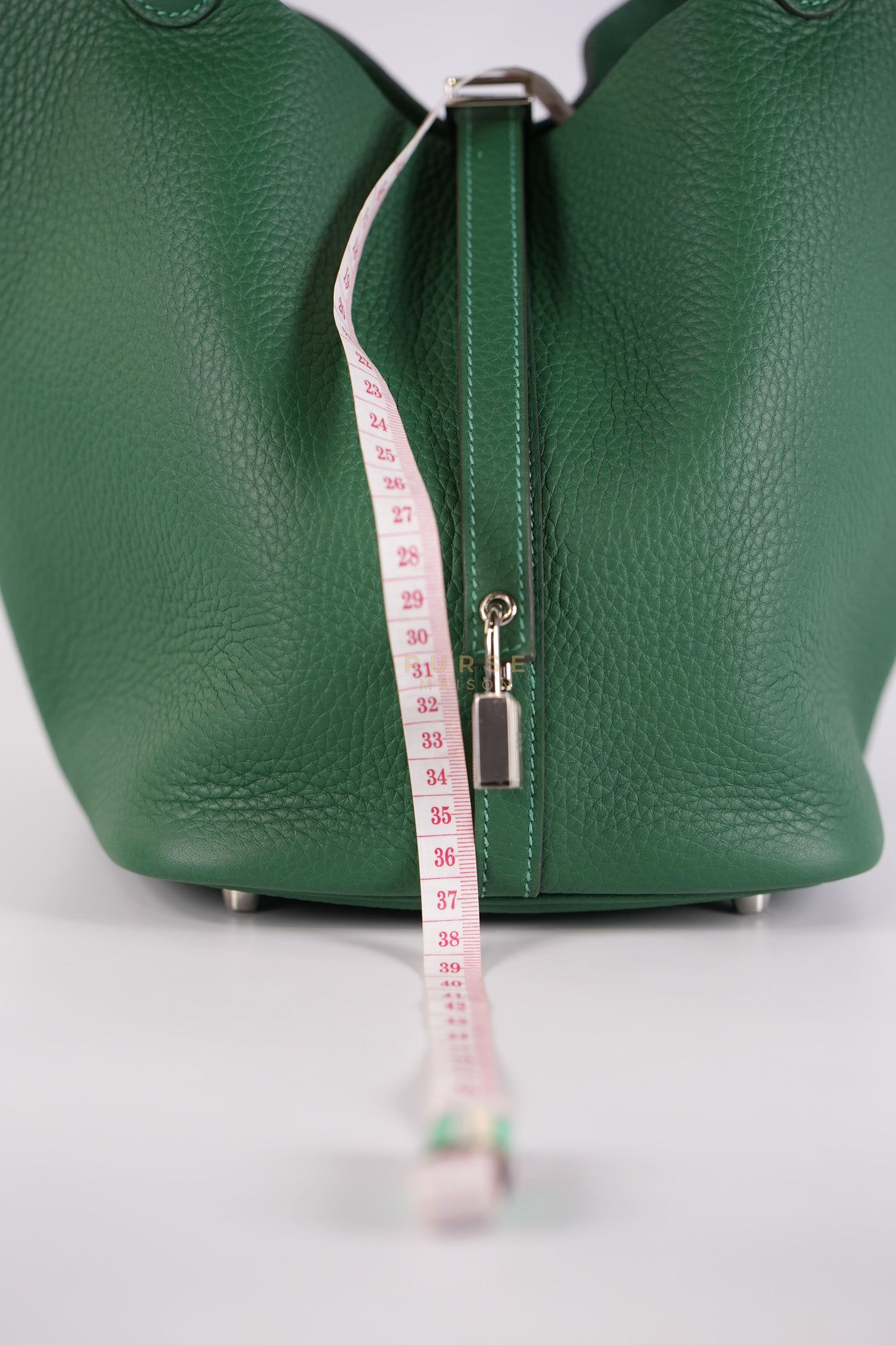 Picotin 22 in Vert Moyen Clemence Leather and Palladium Hardware Stamp W (2024) | Purse Maison Luxury Bags Shop