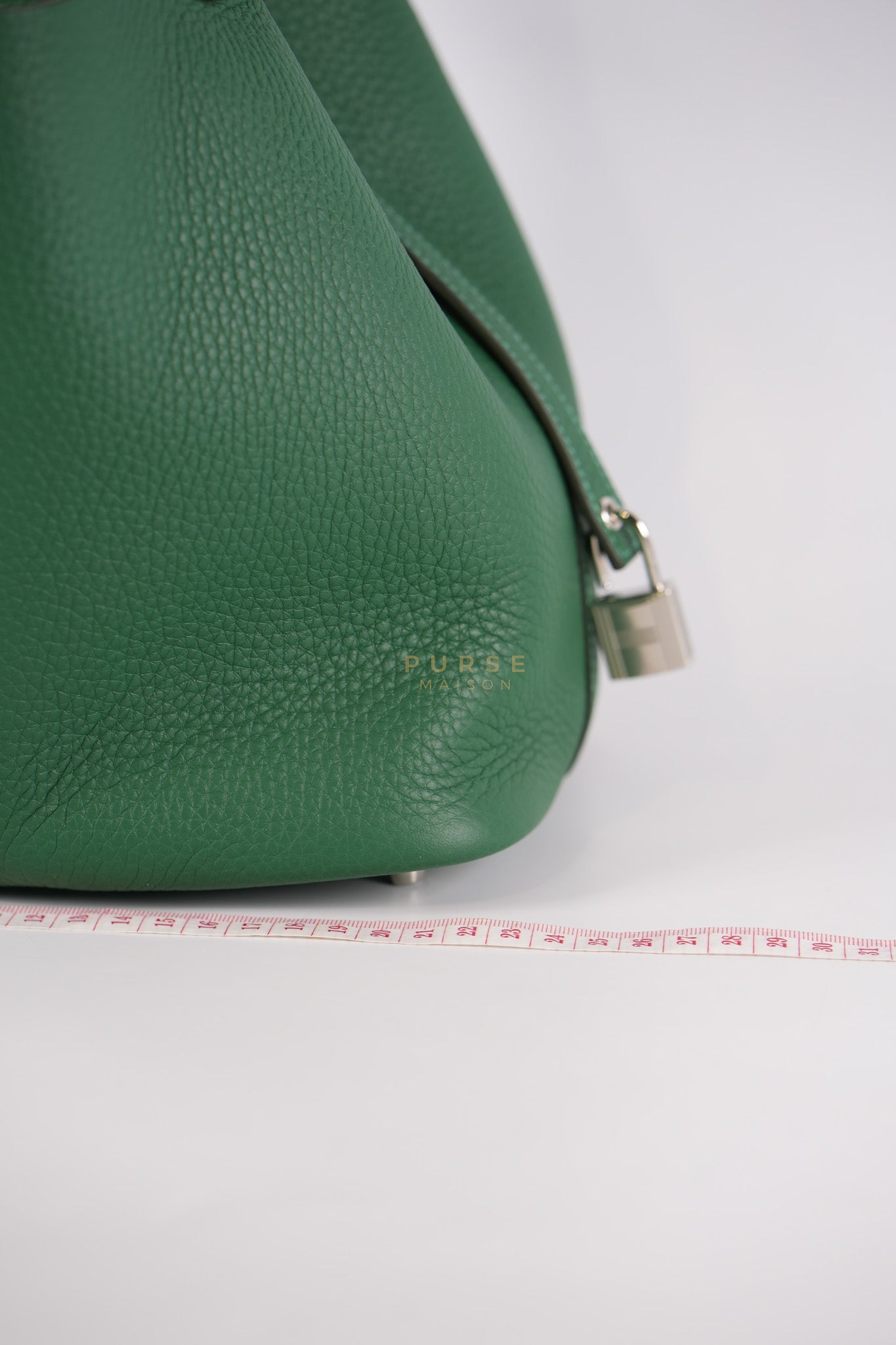 Picotin 22 in Vert Moyen Clemence Leather and Palladium Hardware Stamp W (2024) | Purse Maison Luxury Bags Shop