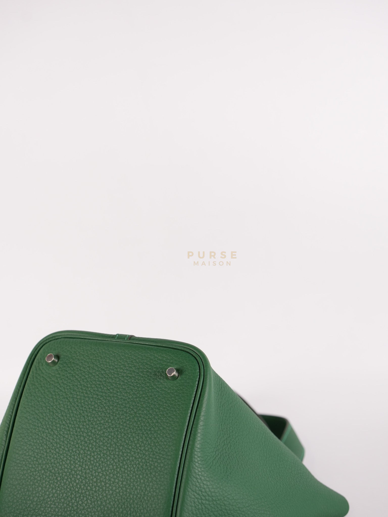 Picotin 22 in Vert Moyen Clemence Leather and Palladium Hardware Stamp W (2024) | Purse Maison Luxury Bags Shop
