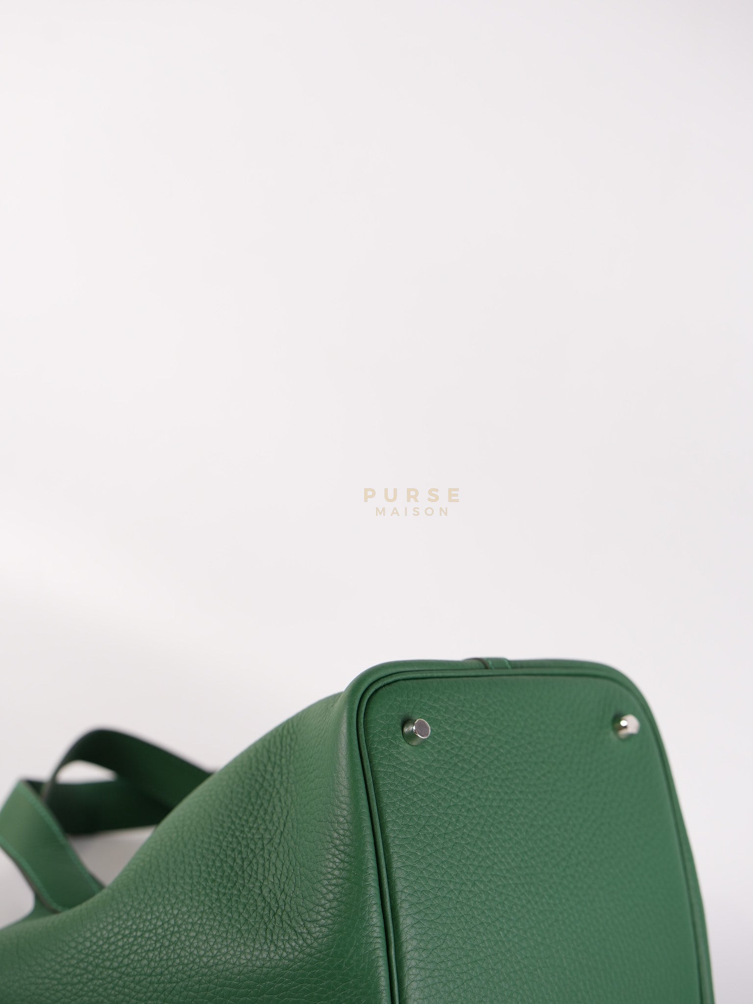 Picotin 22 in Vert Moyen Clemence Leather and Palladium Hardware Stamp W (2024) | Purse Maison Luxury Bags Shop