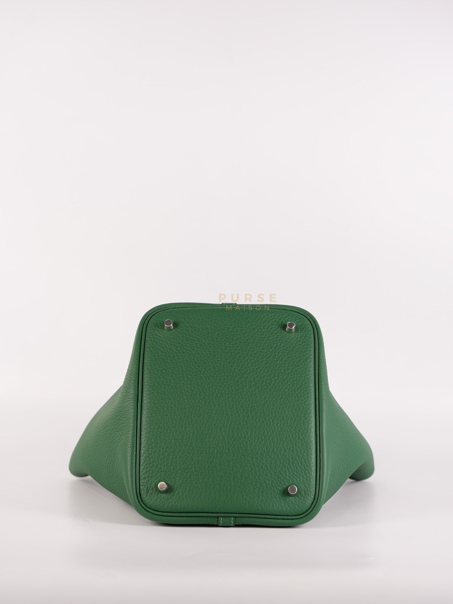 Picotin 22 in Vert Moyen Clemence Leather and Palladium Hardware Stamp W (2024) | Purse Maison Luxury Bags Shop