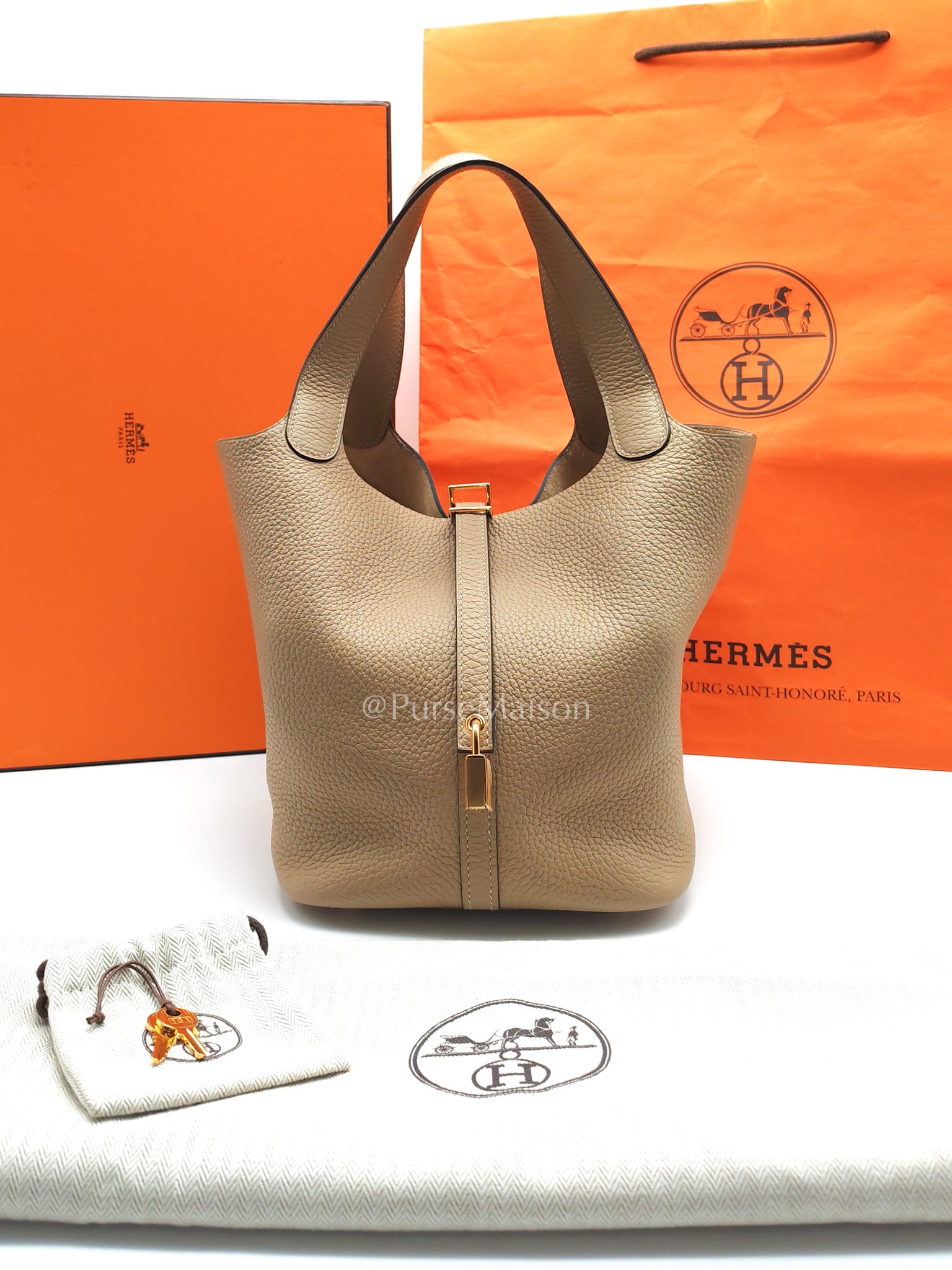 Picotin 22 Trench in Clemence Leather and Gold Hardware Stamp U (2022) | Purse Maison Luxury Bags Shop