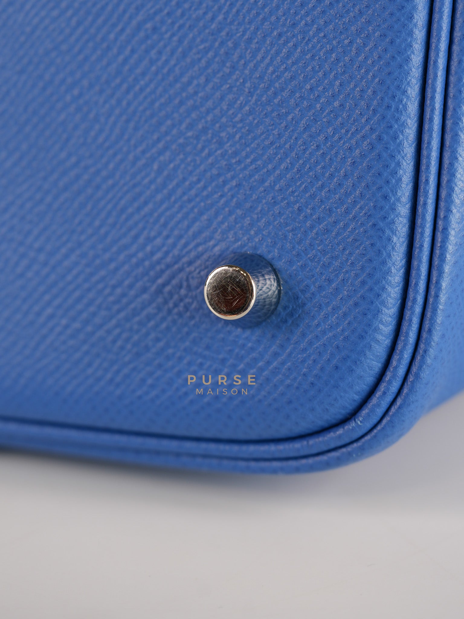 Picotin 22 Tressage in Blue Zellige Epsom Leather & Palladium Hardware Stamp C(2021) | Purse Maison Luxury Bags Shop