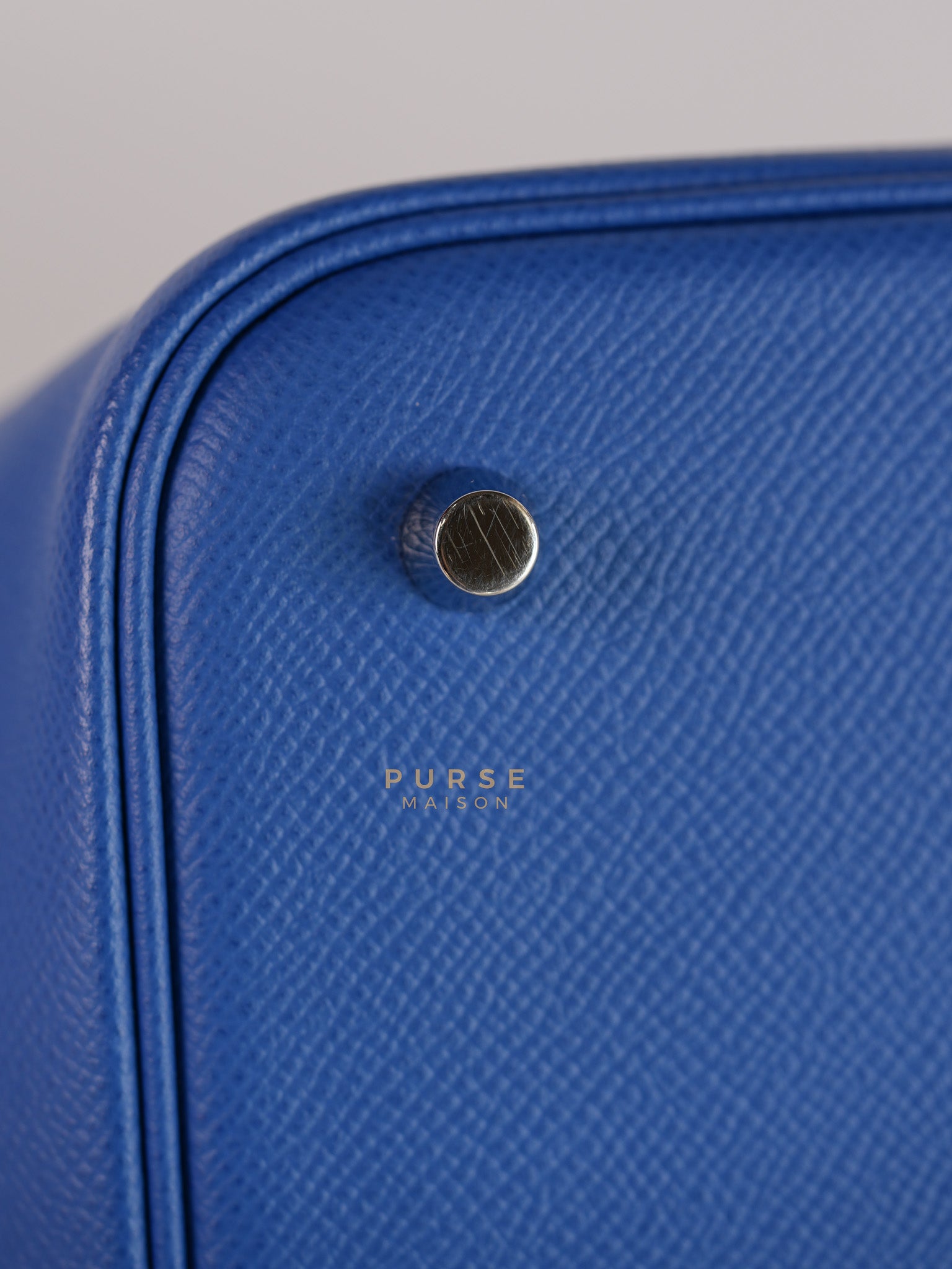 Picotin 22 Tressage in Blue Zellige Epsom Leather & Palladium Hardware Stamp C(2021) | Purse Maison Luxury Bags Shop